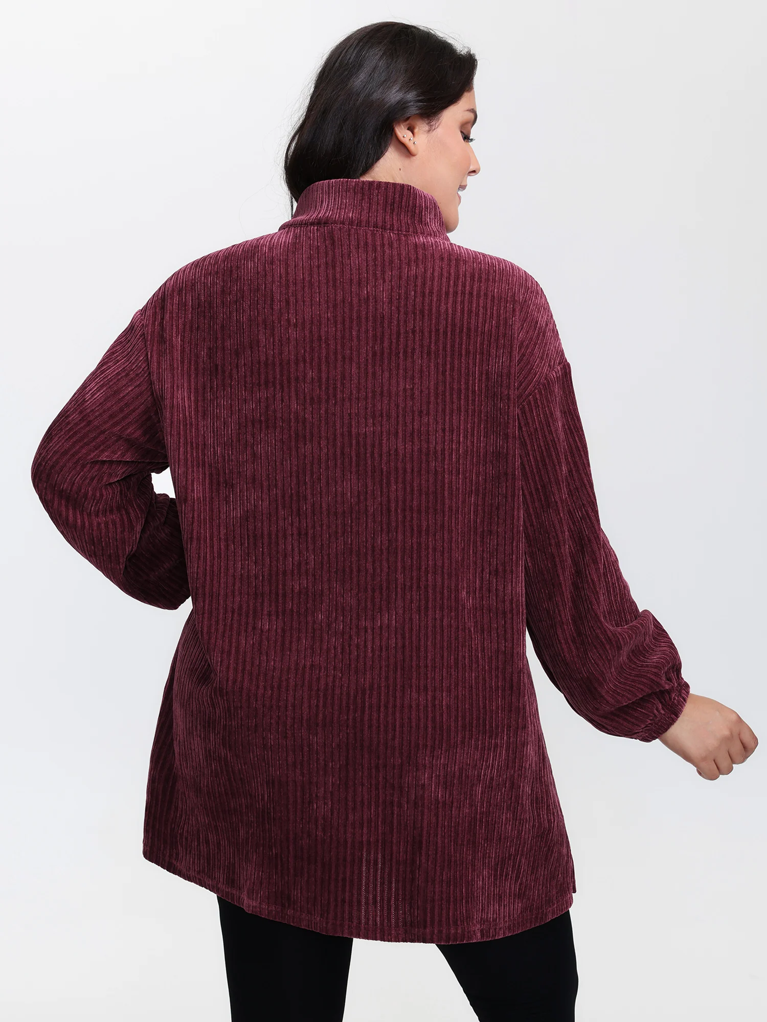 Corduroy-Feel Pockets Stretchy Cuffs Sweatshirt - Image 5