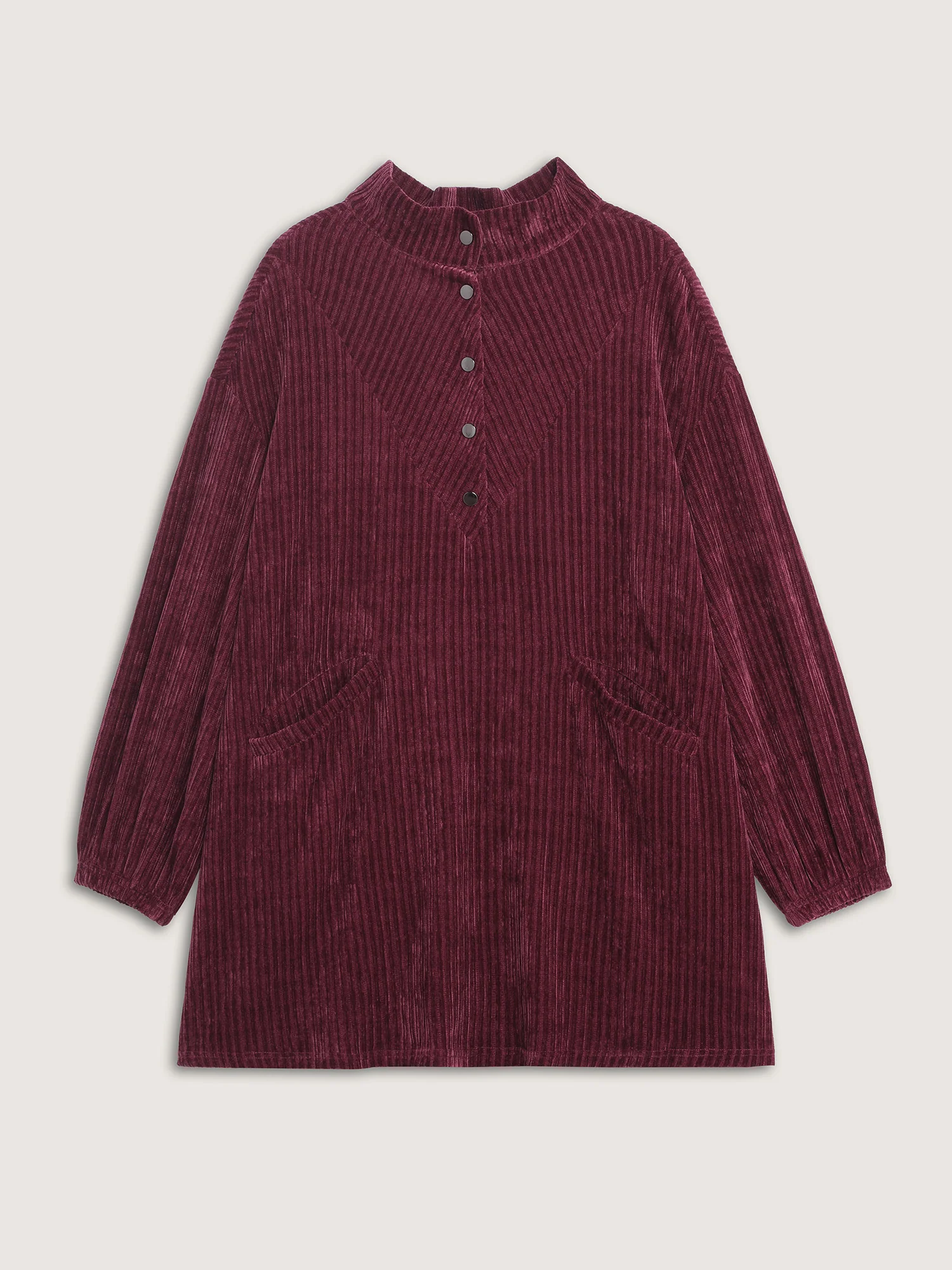 Corduroy-Feel Pockets Stretchy Cuffs Sweatshirt - Image 8