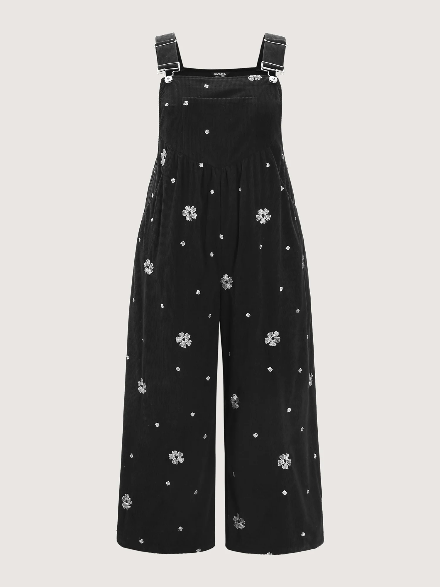 Corduroy Floral Embroidered Overall Jumpsuit - Image 7