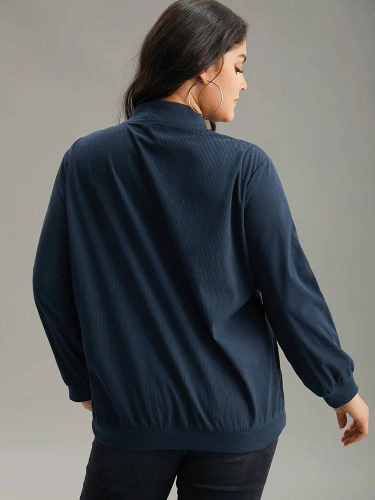 Corduroy Geo Embroidered Zipper Fly Jacket - Image 2