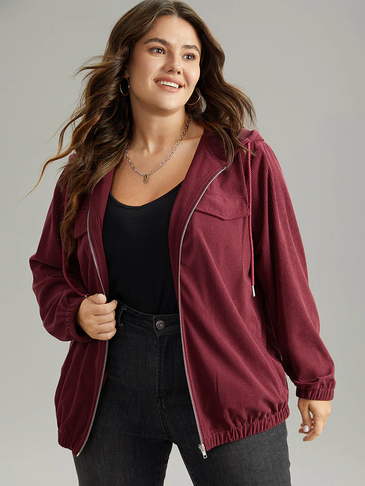 Corduroy Hooded Flap Pocket Ties Jacket - Image 5
