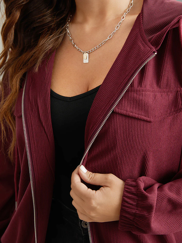 Corduroy Hooded Flap Pocket Ties Jacket - Image 7