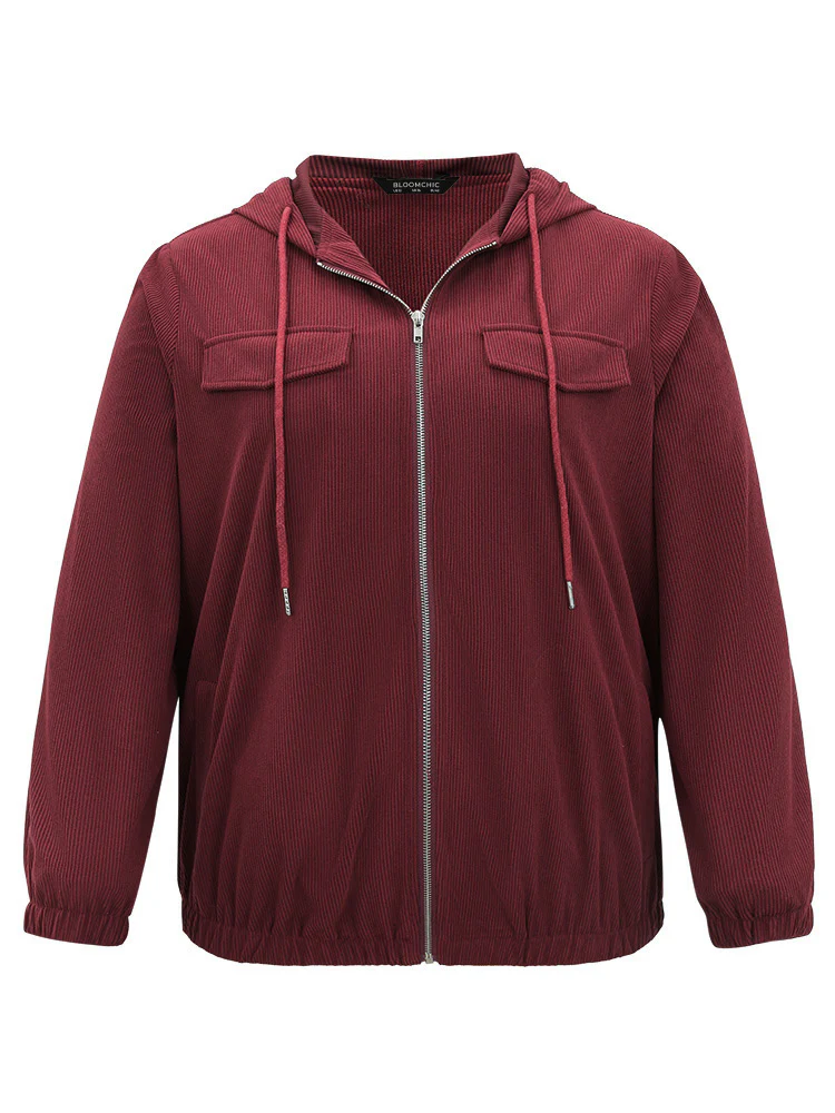 Corduroy Hooded Flap Pocket Ties Jacket - Image 8
