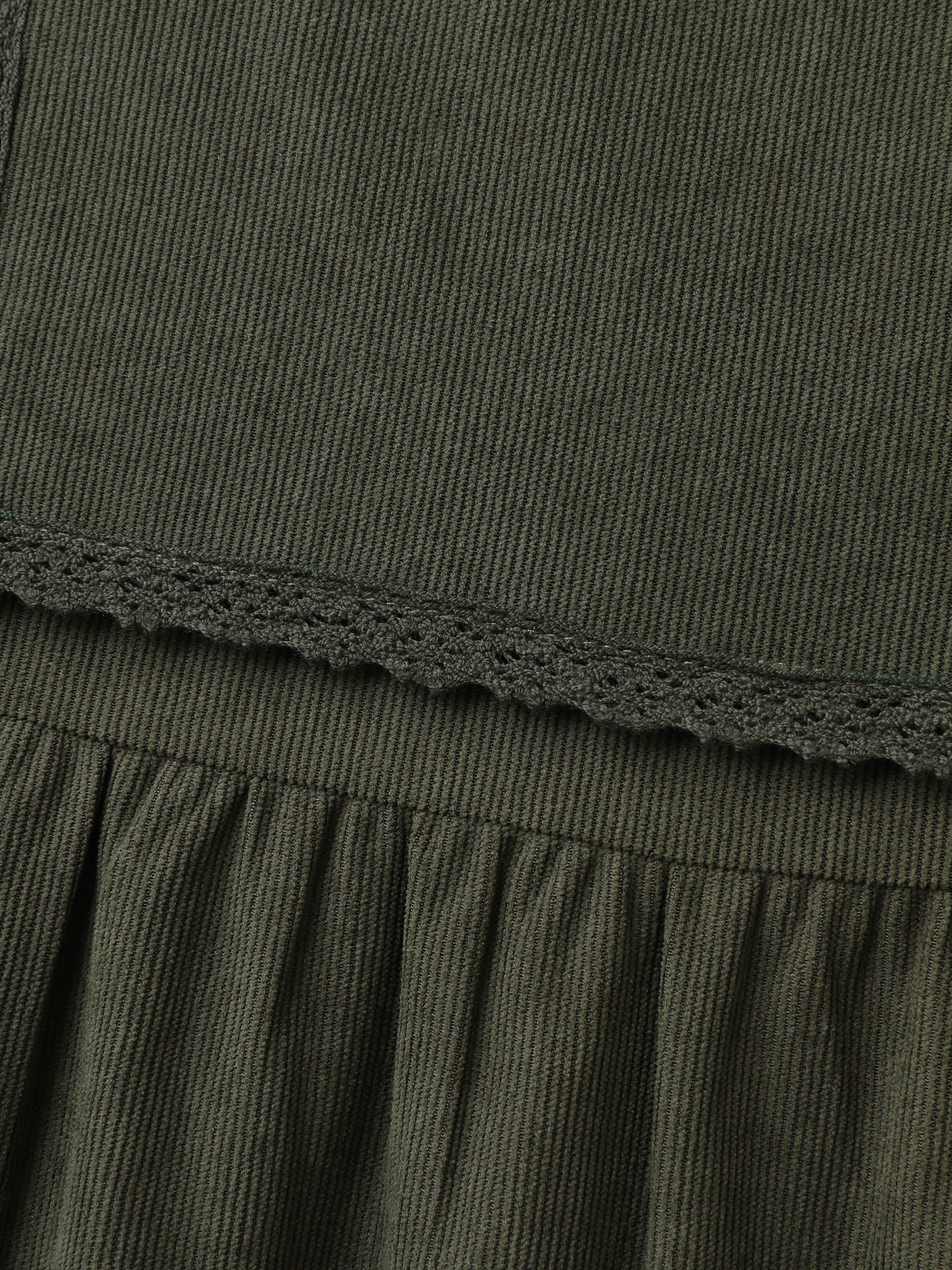 Corduroy Lace Trim Overall Strap Mini Dress - Image 6