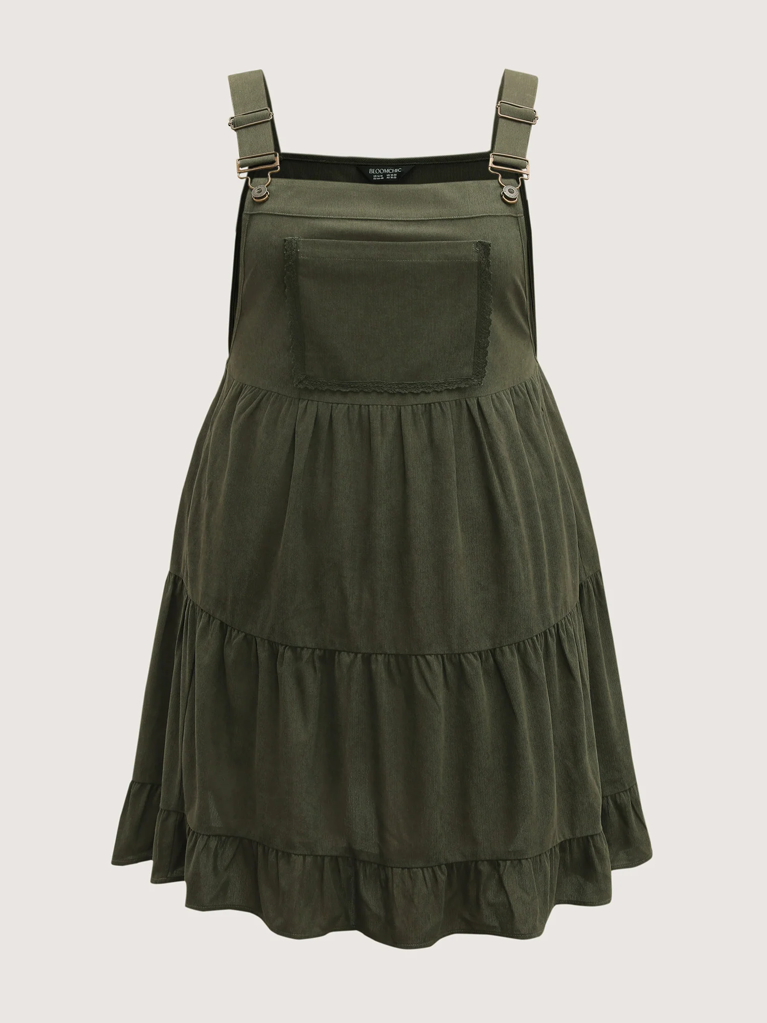Corduroy Lace Trim Overall Strap Mini Dress - Image 7