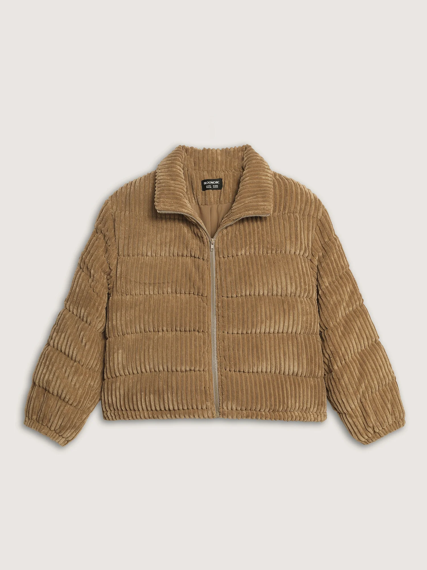 Corduroy Lined Zipper Puffer Parka - Image 10