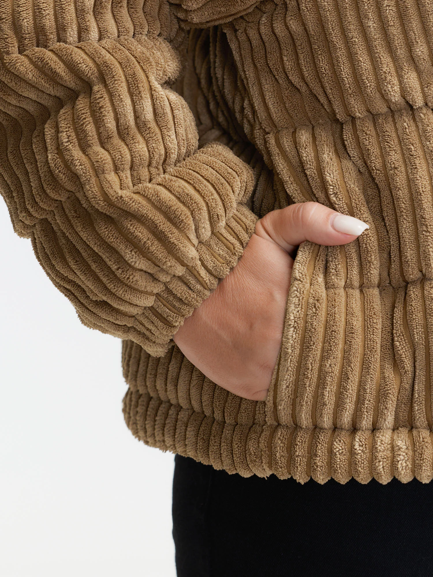 Corduroy Lined Zipper Puffer Parka - Image 5