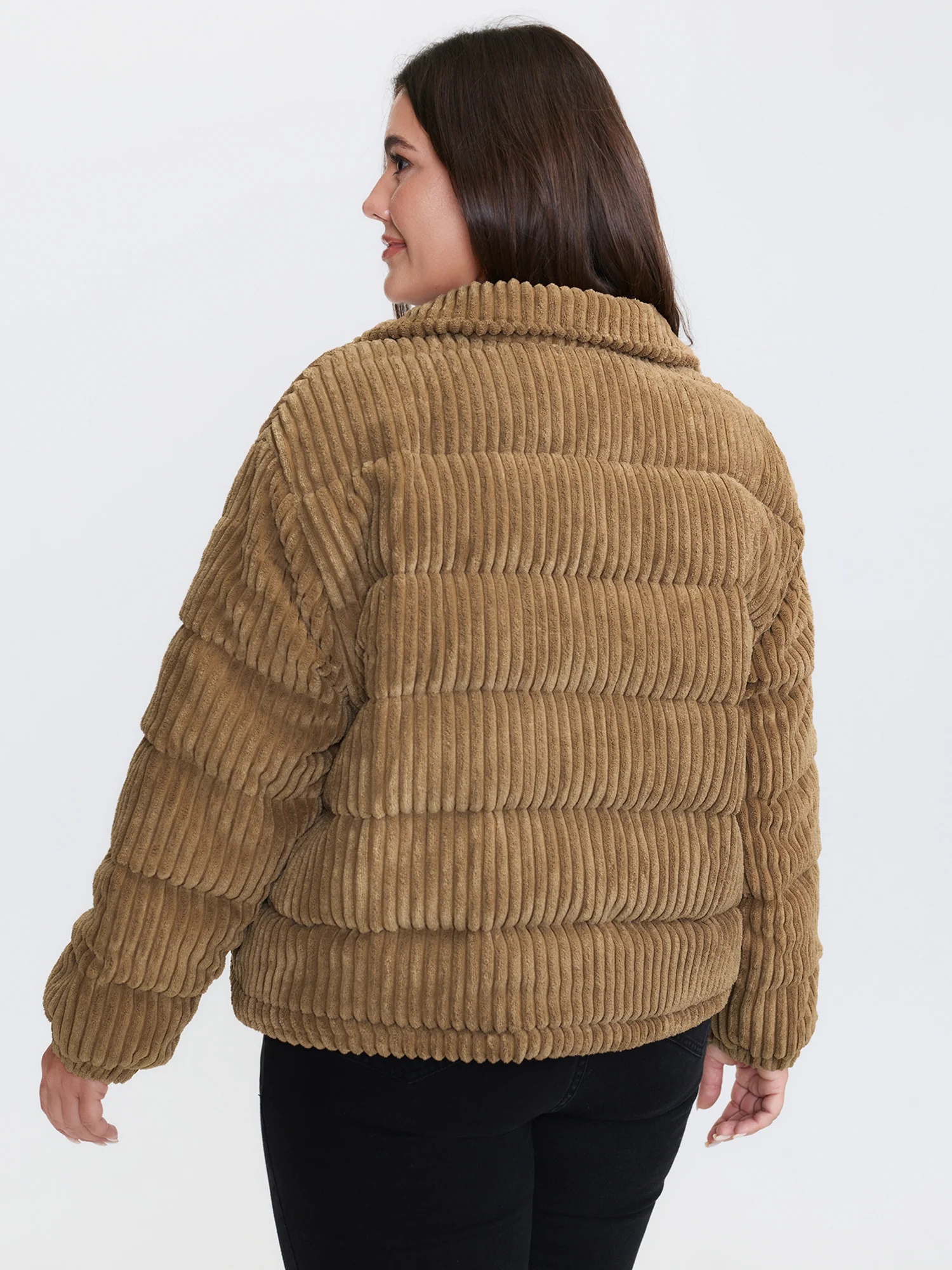 Corduroy Lined Zipper Puffer Parka - Image 6