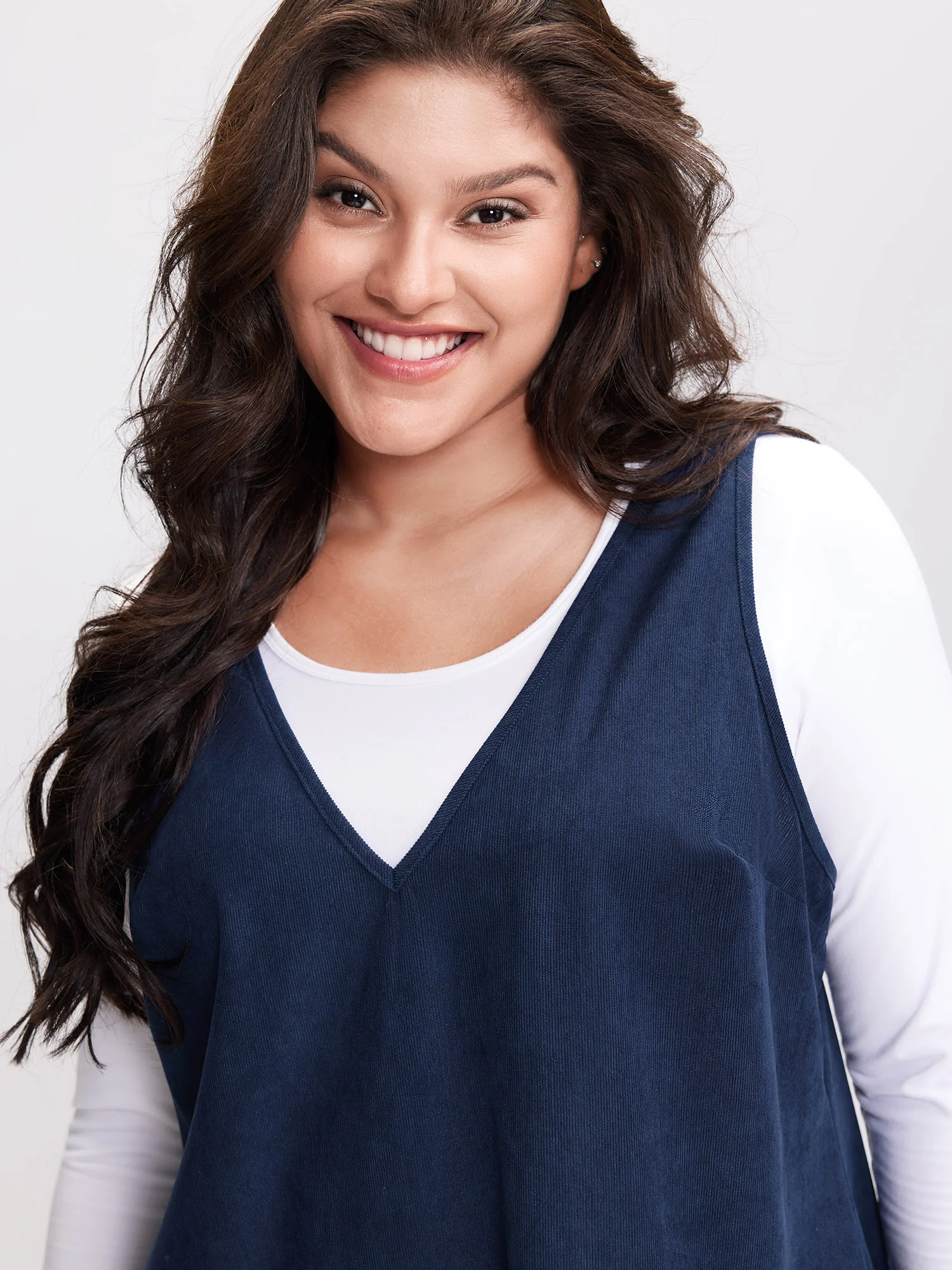 Corduroy Overall A-Line Adjustable Mini Dress - Image 2
