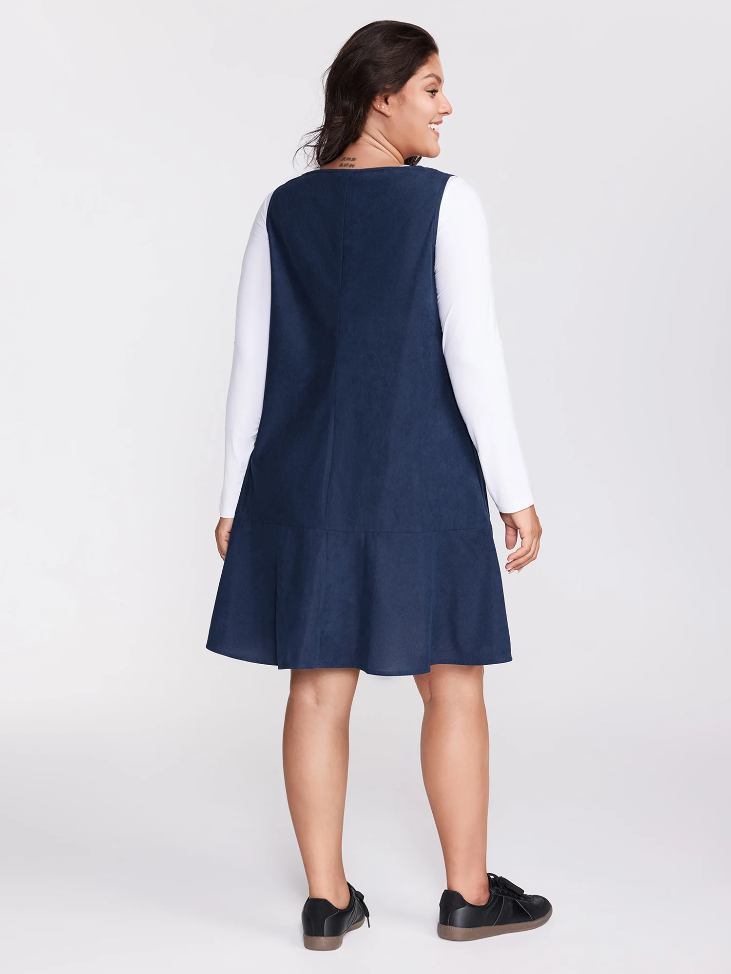 Corduroy Overall A-Line Adjustable Mini Dress - Image 4