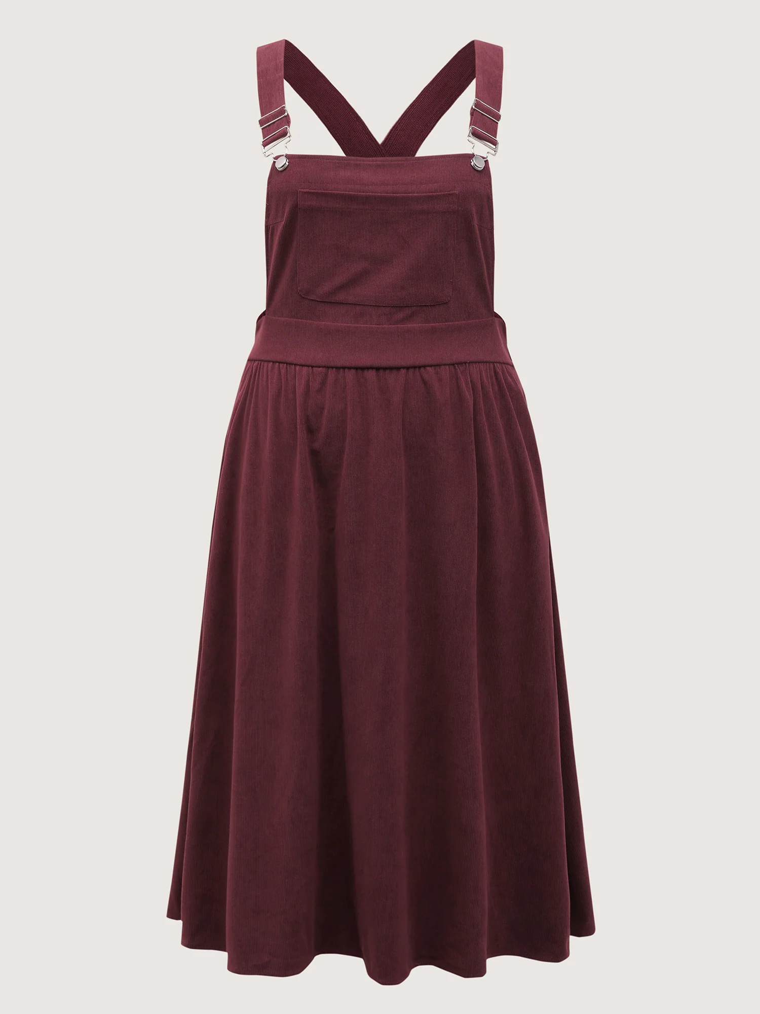 Corduroy Overall Straps Stretchy Back Midi Dress - Image 7