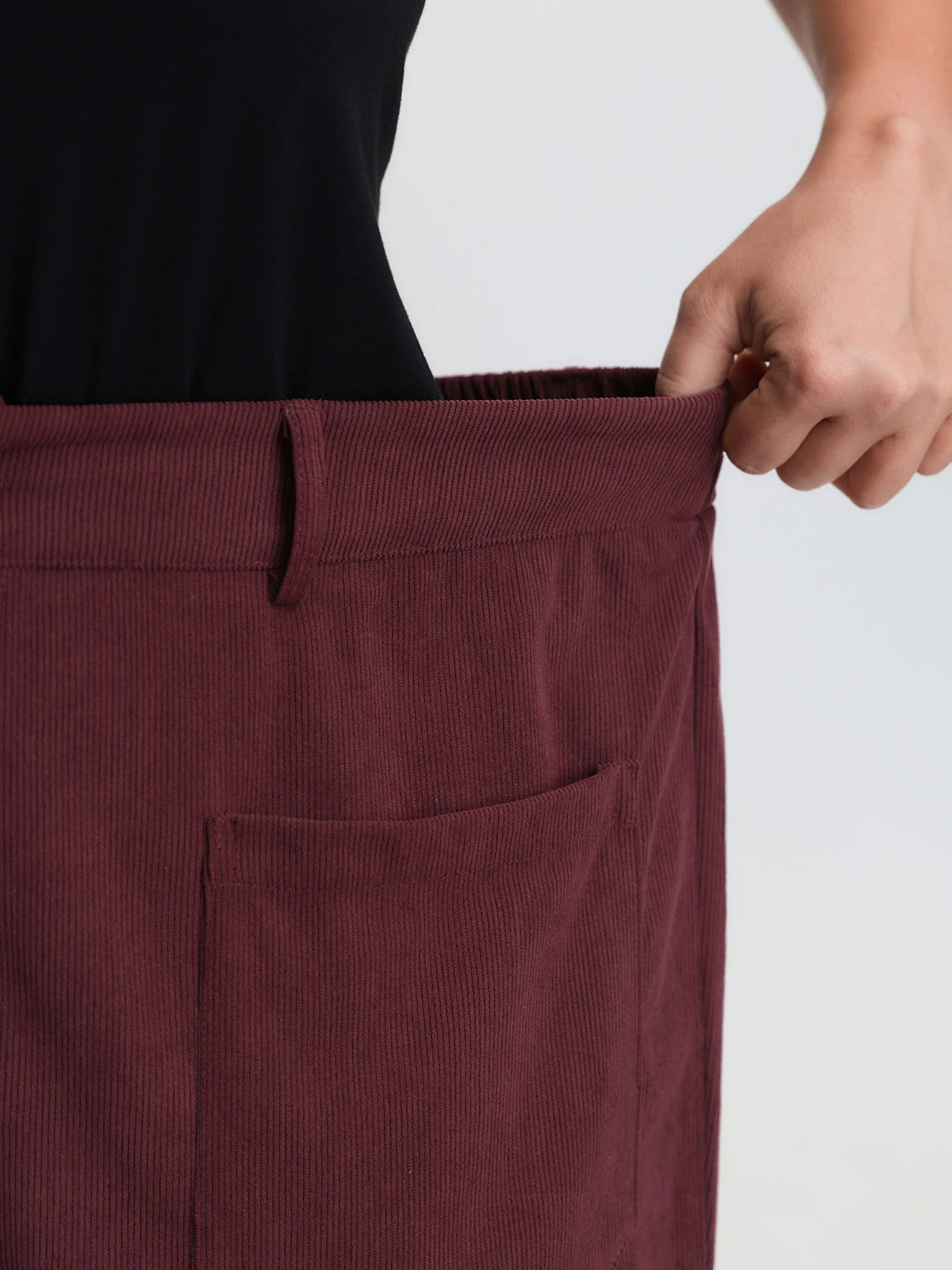 Corduroy Patch Pockets Ribbed Pants - Image 4