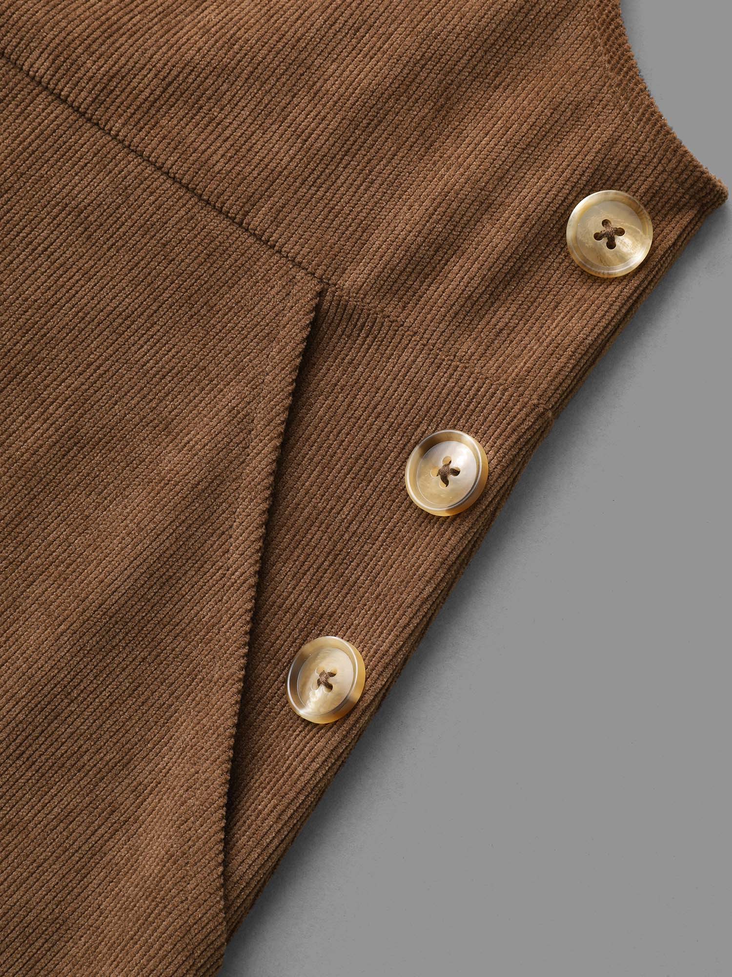Corduroy Patched Pocket Button Detail Dress - Image 6