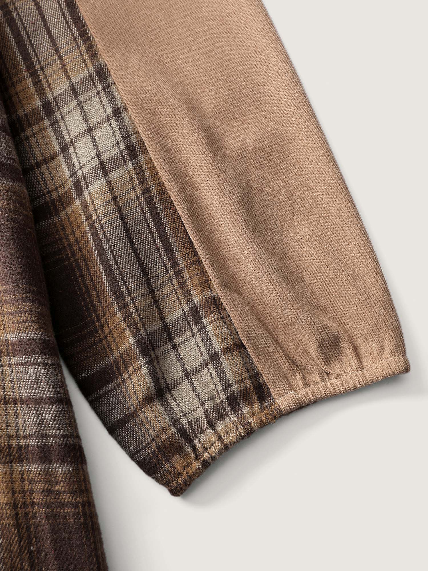 Corduroy Plaid Pattern Contrast Midi Dress - Image 6
