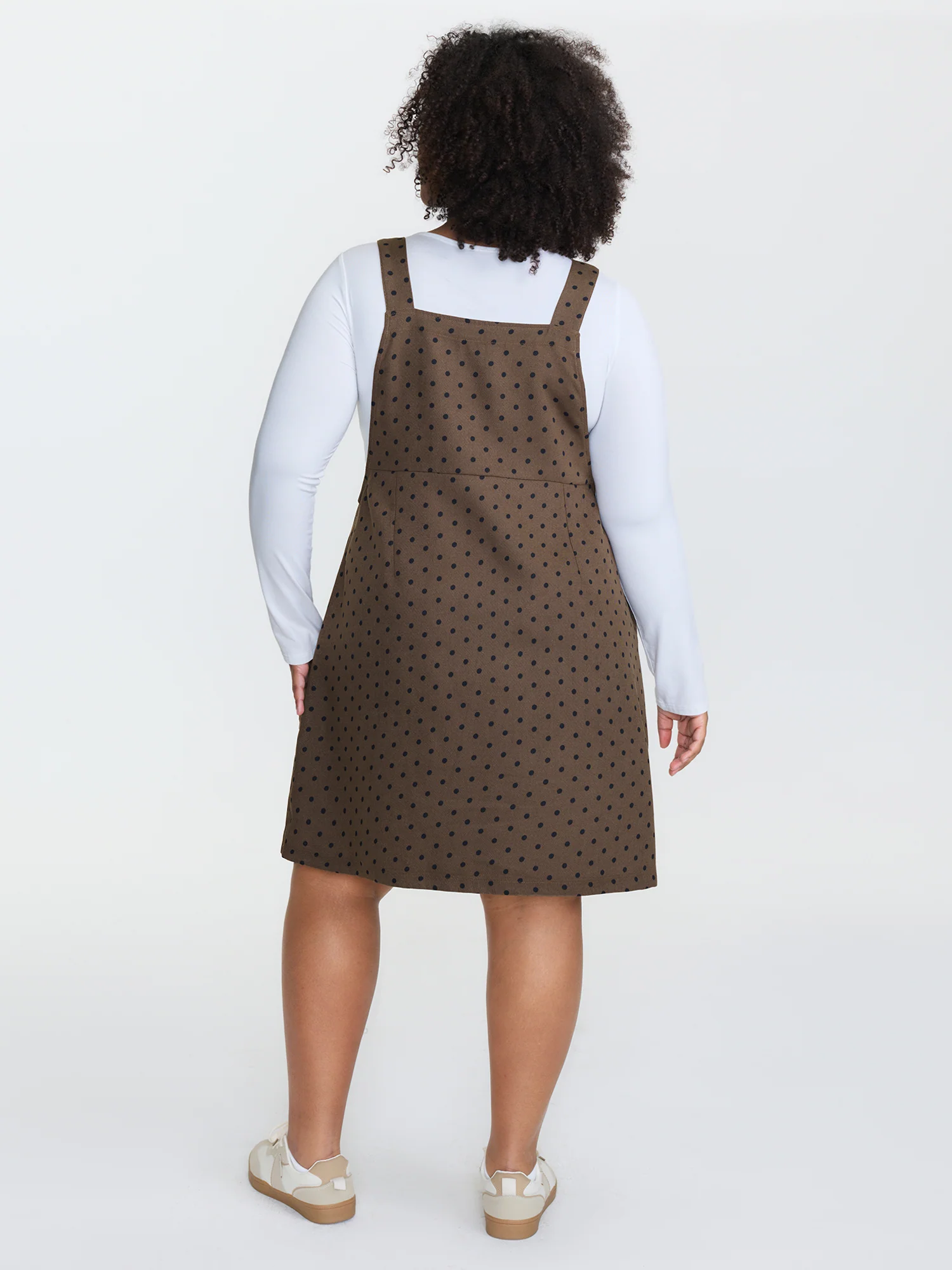 Corduroy Polka-Dot Pocketed Overall Dress - Image 5