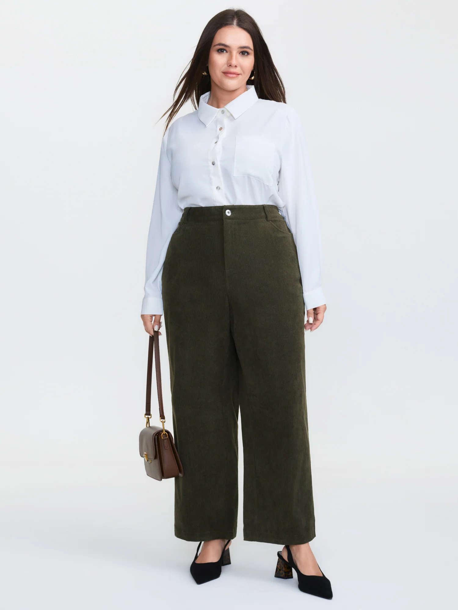Corduroy Ribbed Solid Pants - Image 2