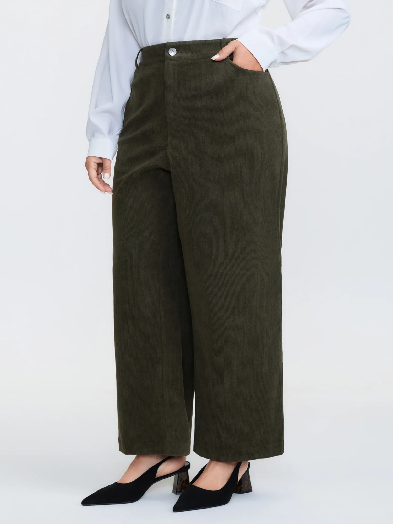 Corduroy Ribbed Solid Pants - Image 3