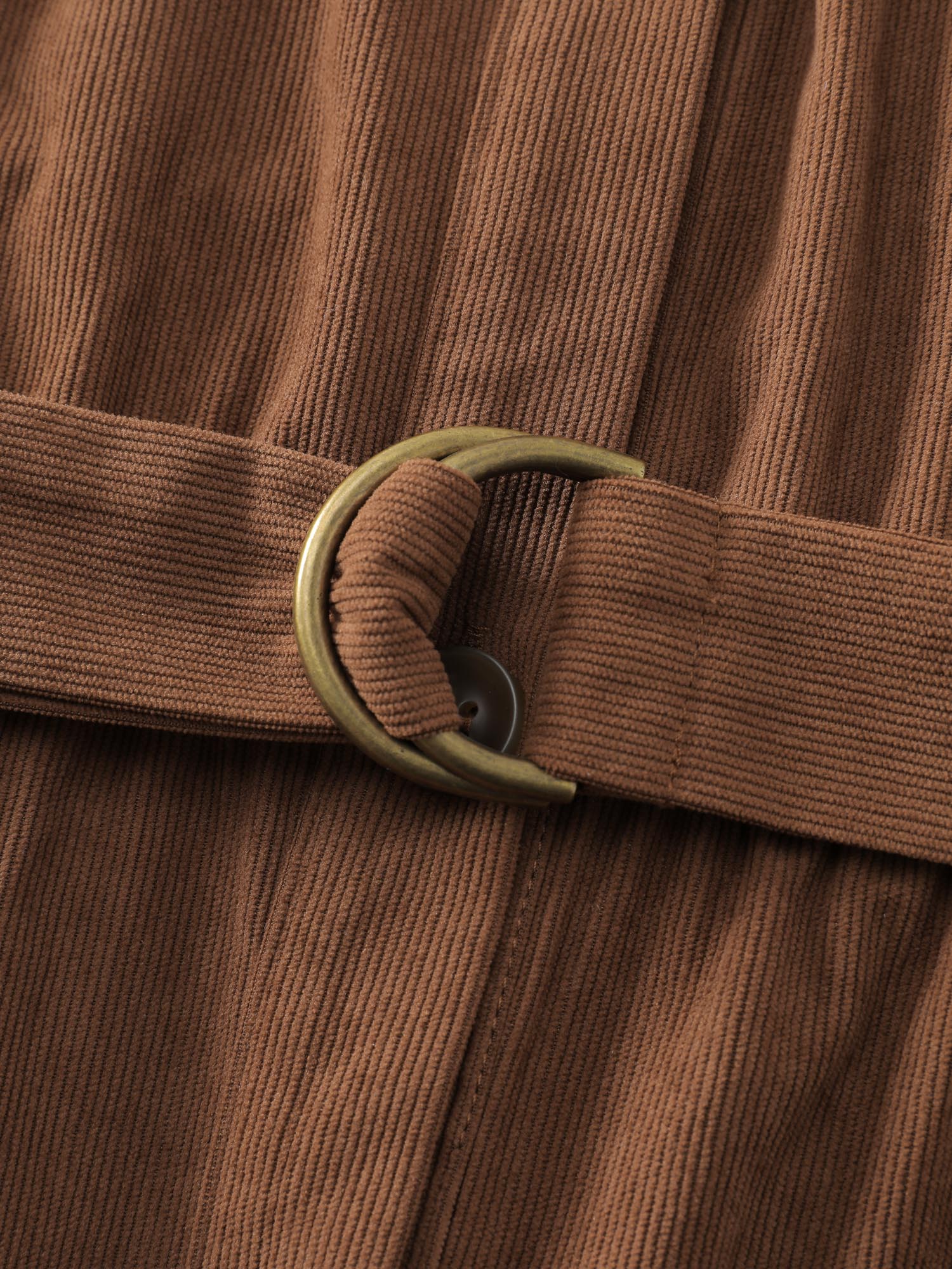 Corduroy Rivets Belted Waist Midi Shirt Dress - Image 6