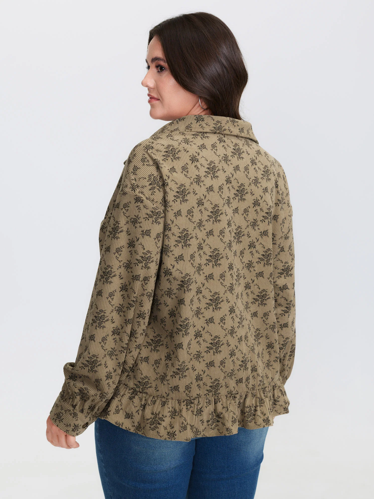 Corduroy Ruffled Button-Down Shirt - Image 4