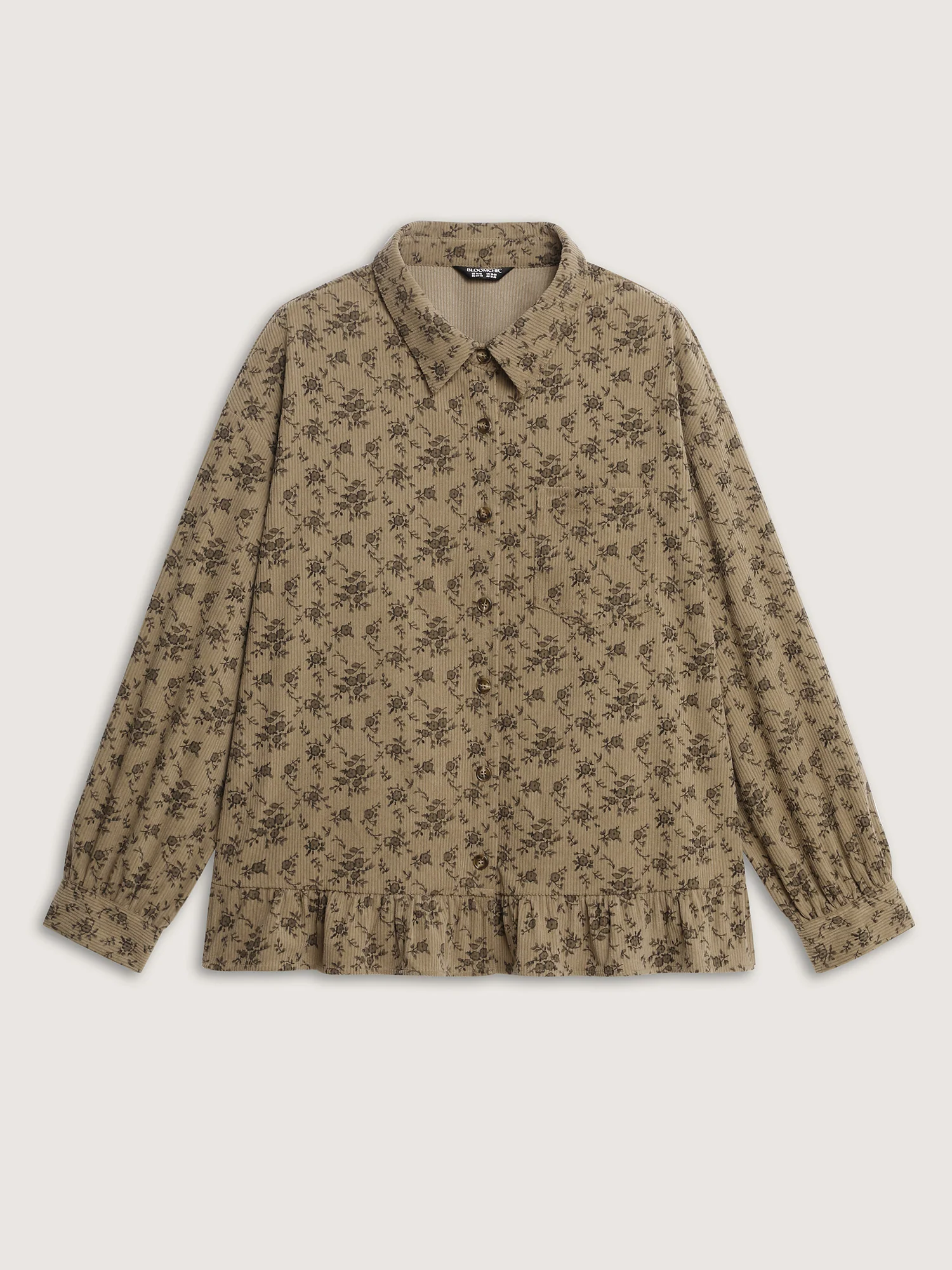 Corduroy Ruffled Button-Down Shirt - Image 7