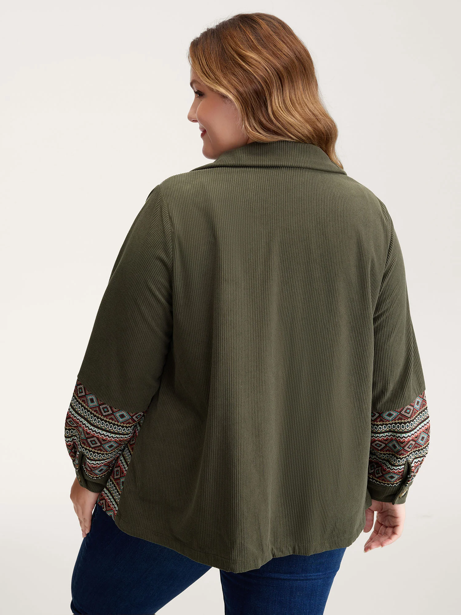 Corduroy Spliced Yarn-Dyed Contrast Jacket - Image 4