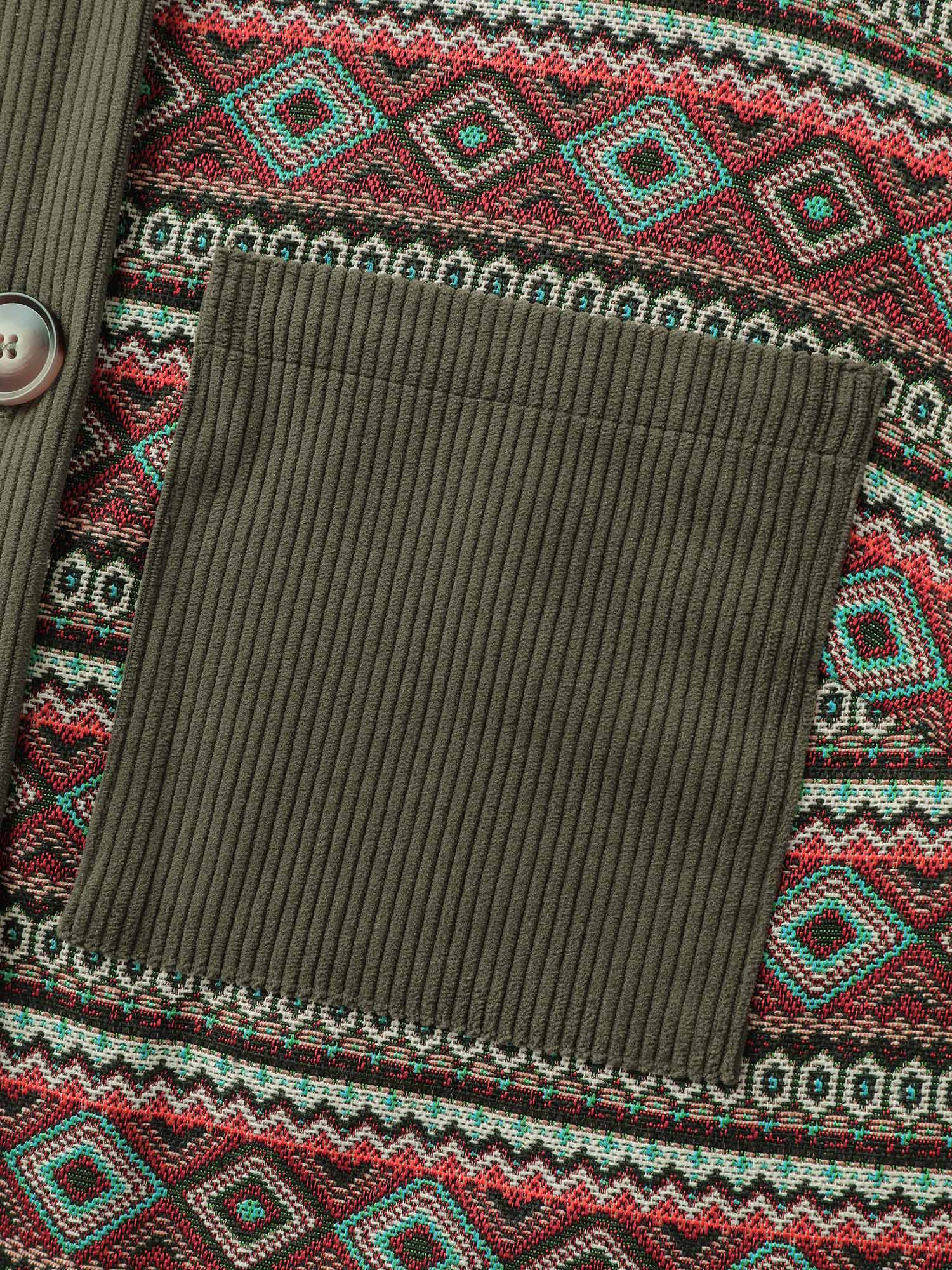 Corduroy Spliced Yarn-Dyed Contrast Jacket - Image 5
