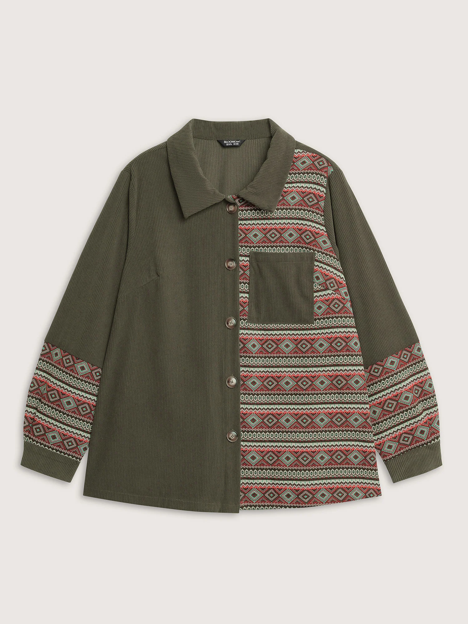 Corduroy Spliced Yarn-Dyed Contrast Jacket - Image 8