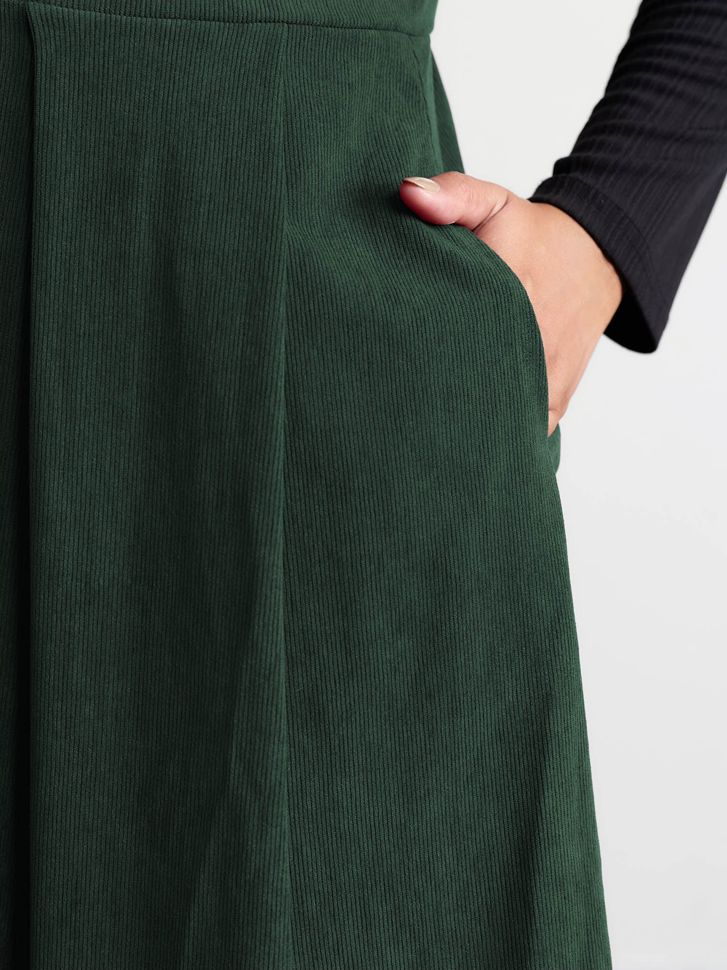 Corduroy Stretchy Waist V-Neck Mini Dress - Image 12