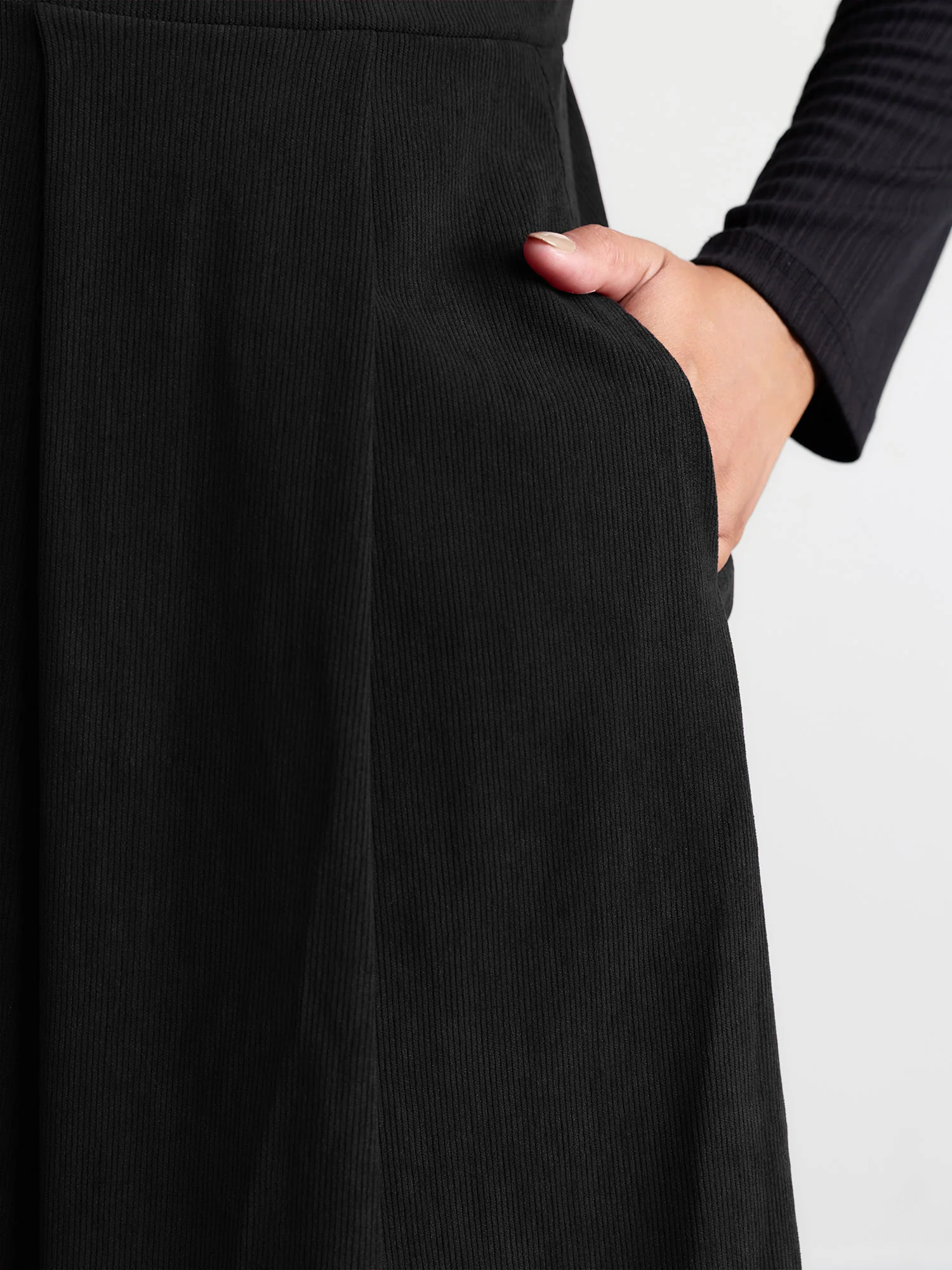 Corduroy Stretchy Waist V-Neck Mini Dress - Image 17