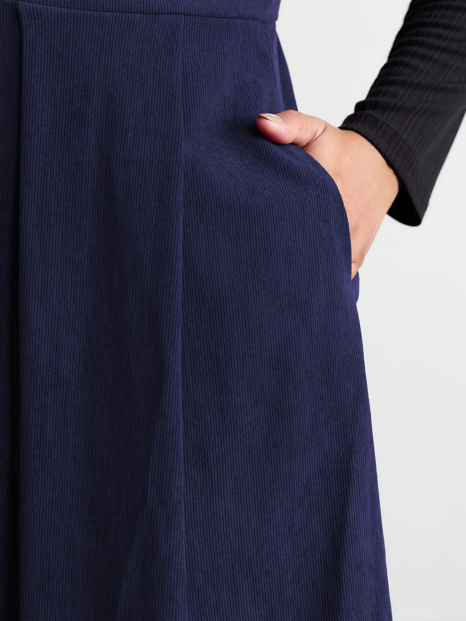 Corduroy Stretchy Waist V-Neck Mini Dress - Image 27