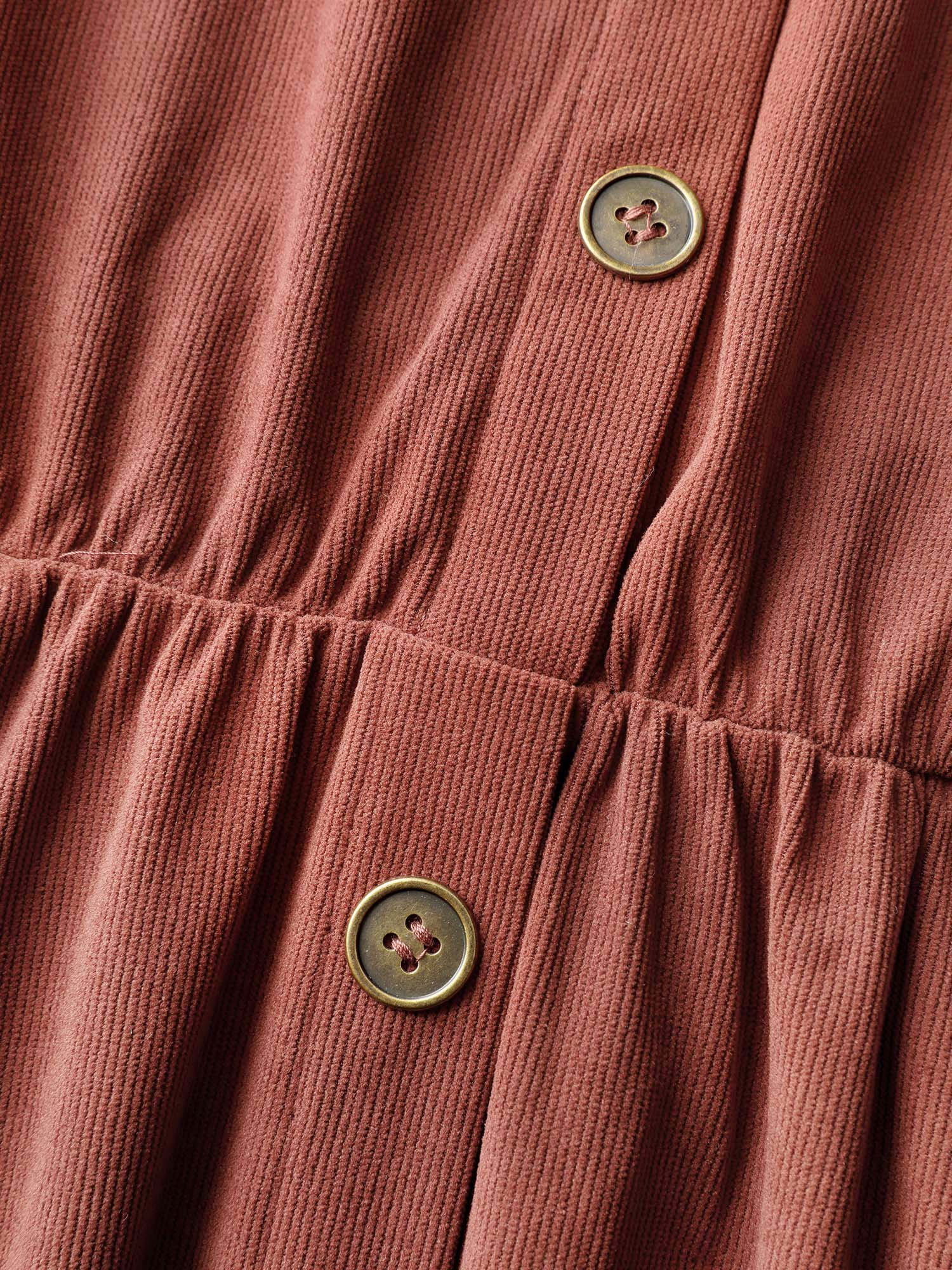 Corduroy Tab Sleeve Belted Midi Dress - Image 6
