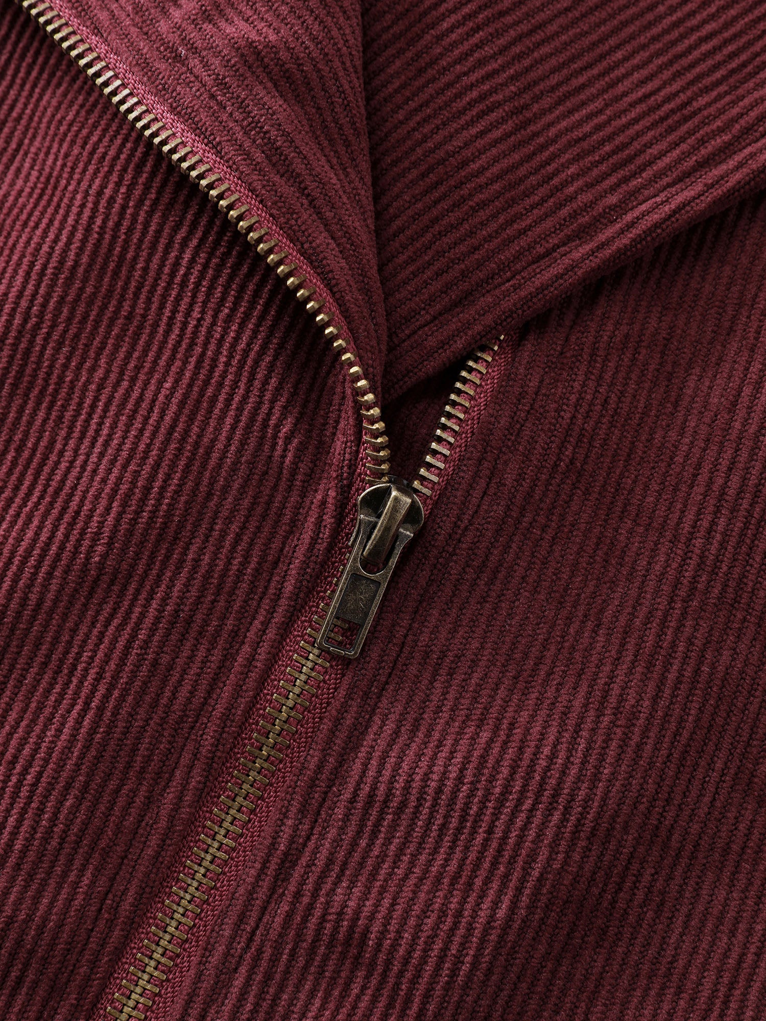 Corduroy Zipper Notched Lapels Pocket Jacket - Image 5