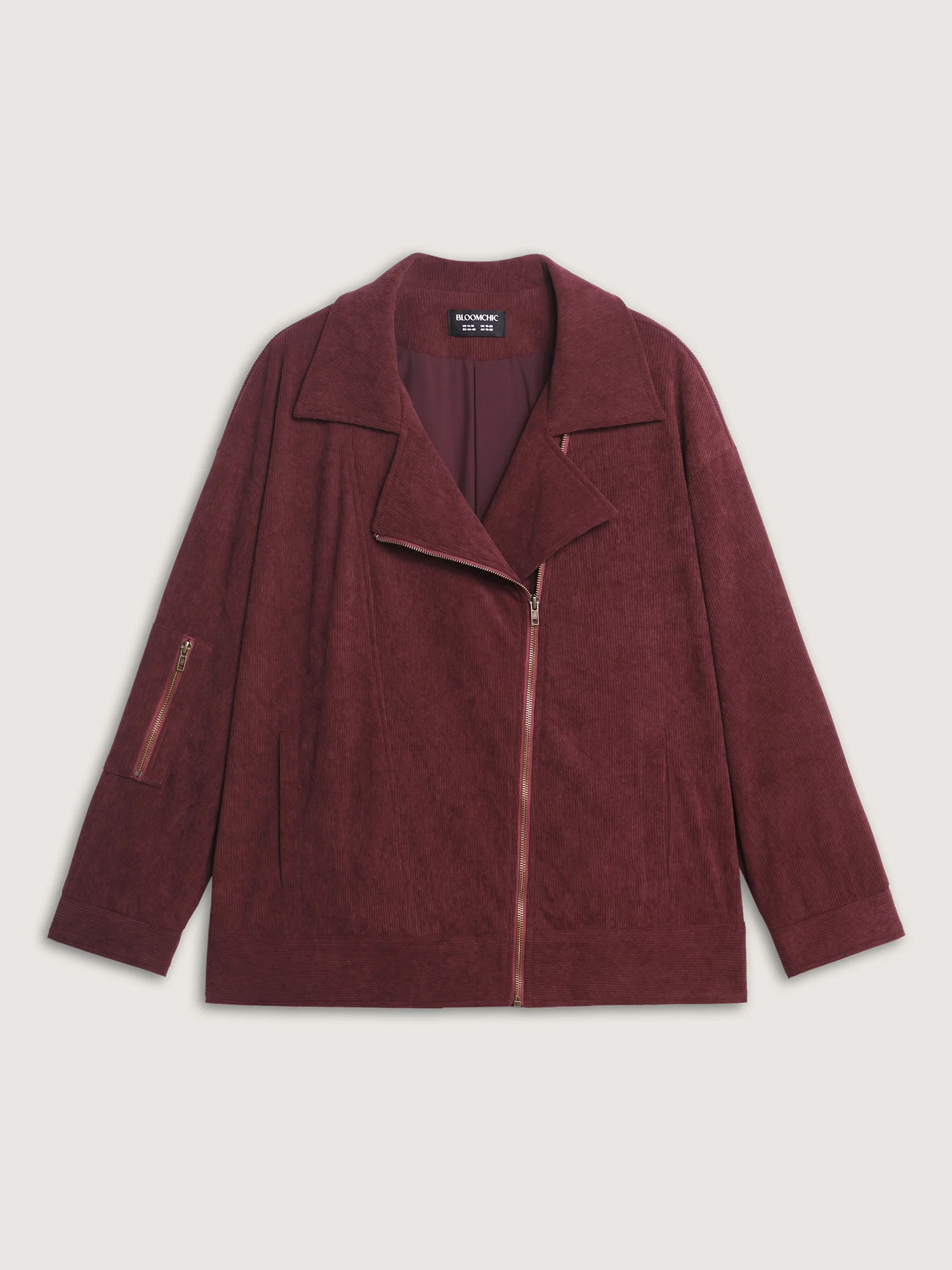 Corduroy Zipper Notched Lapels Pocket Jacket - Image 9
