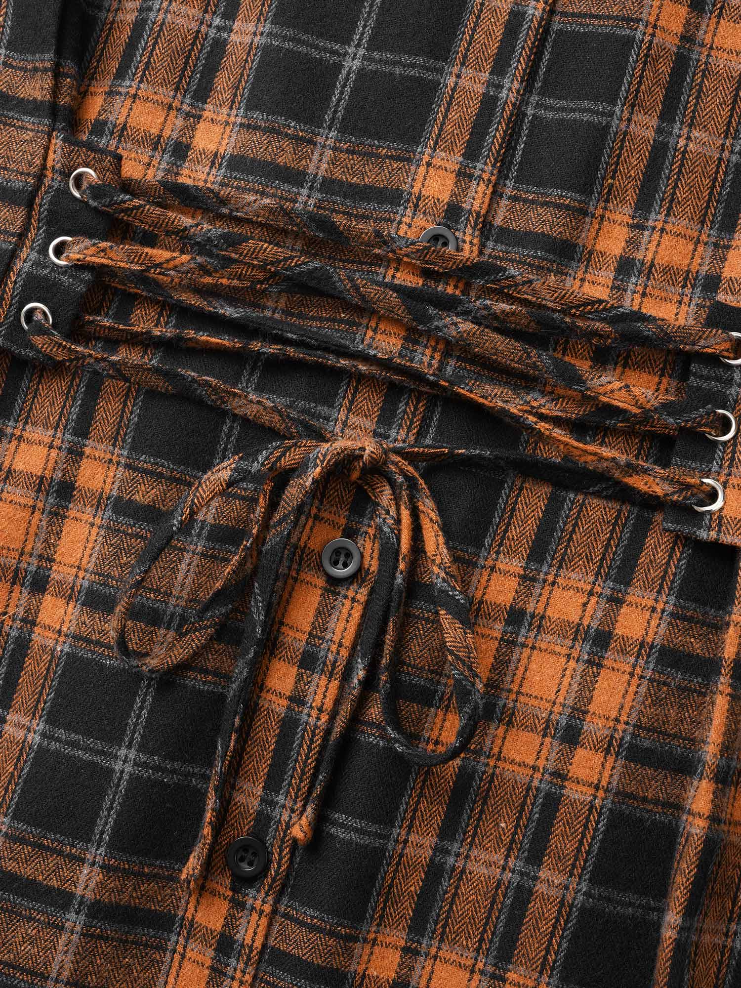 Corset Plaid Waist-Cinching Blouse - Image 6