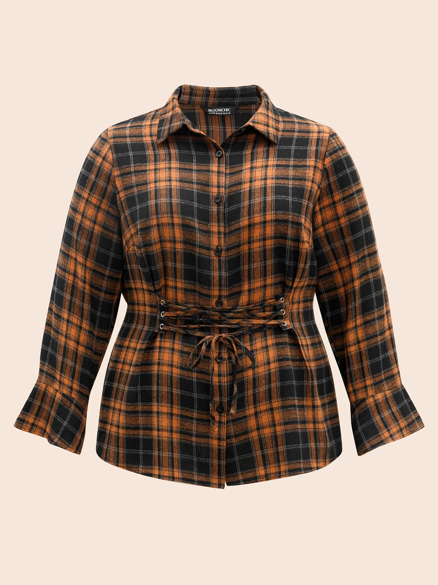 Corset Plaid Waist-Cinching Blouse - Image 7