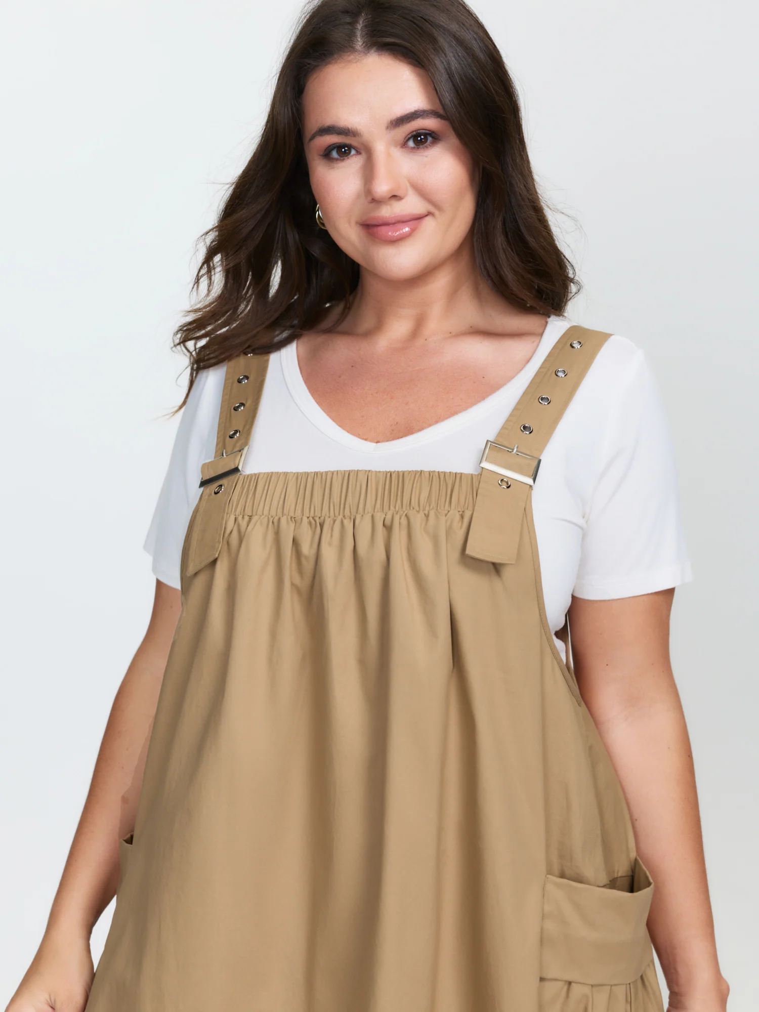 Cotton Adjustable Pockets Overall Maxi Dress - Image 2