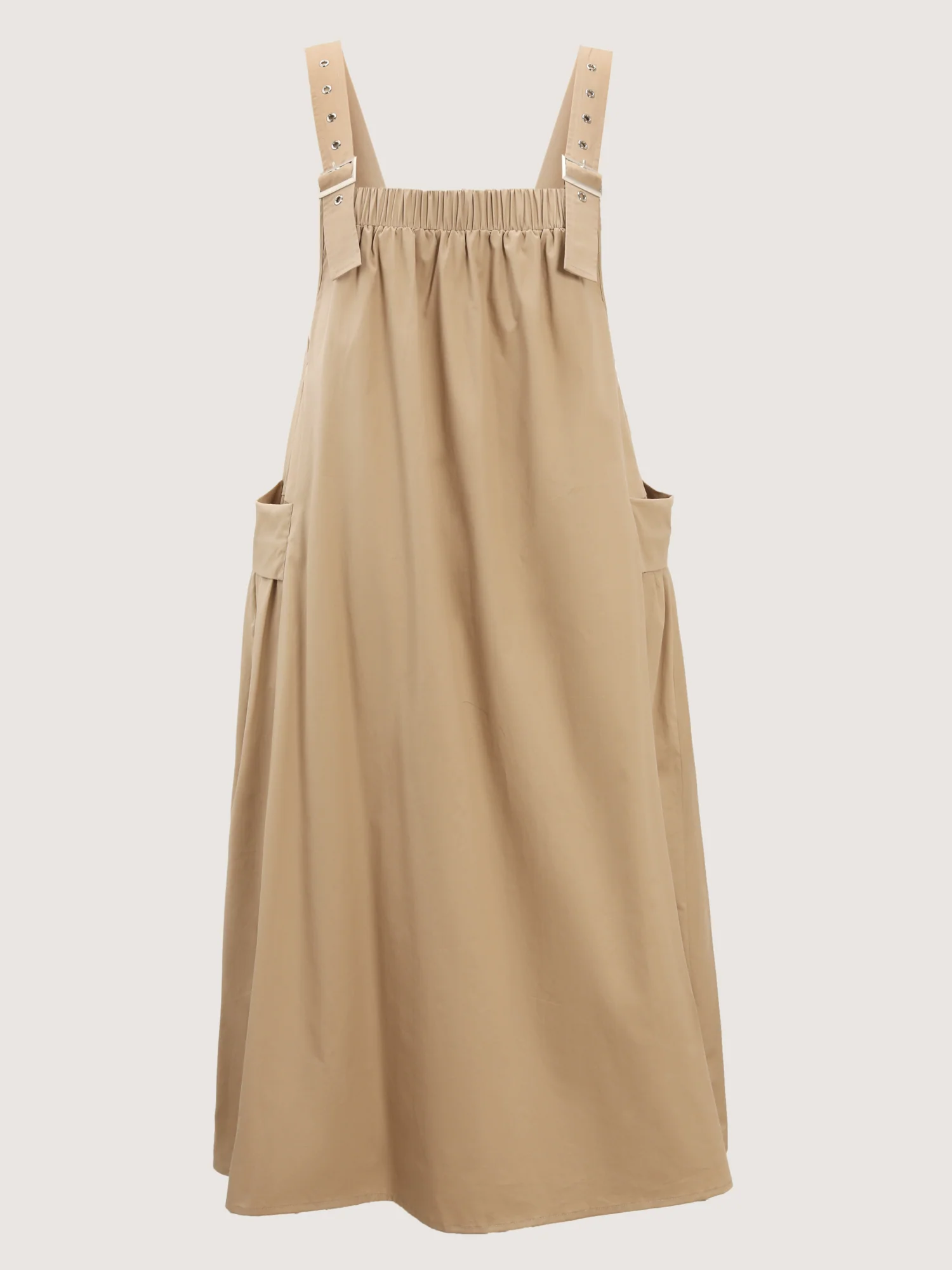 Cotton Adjustable Pockets Overall Maxi Dress - Image 7