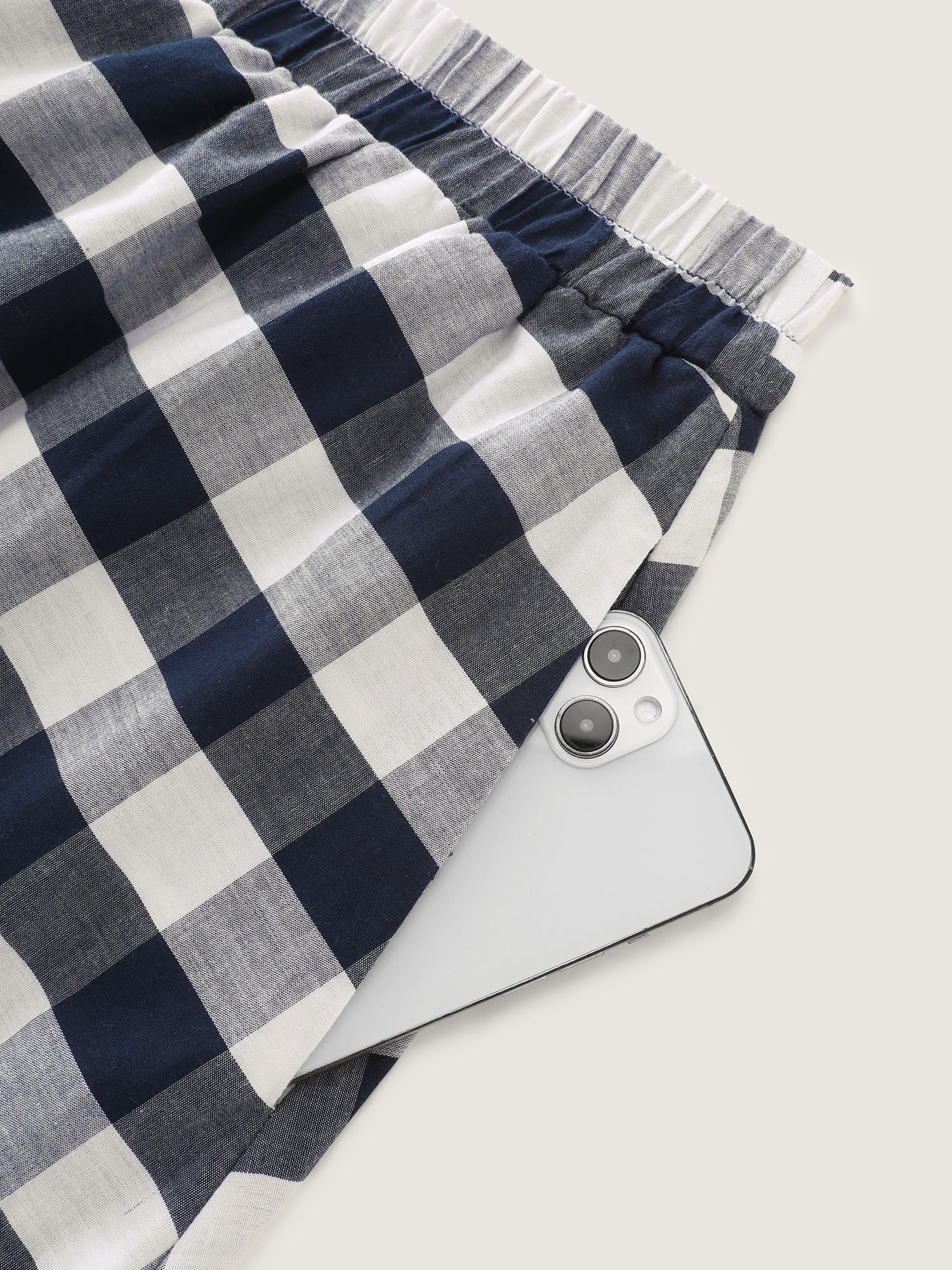 Cotton Asymmetrical Check Print Pockets Maxi Skirt - Image 6