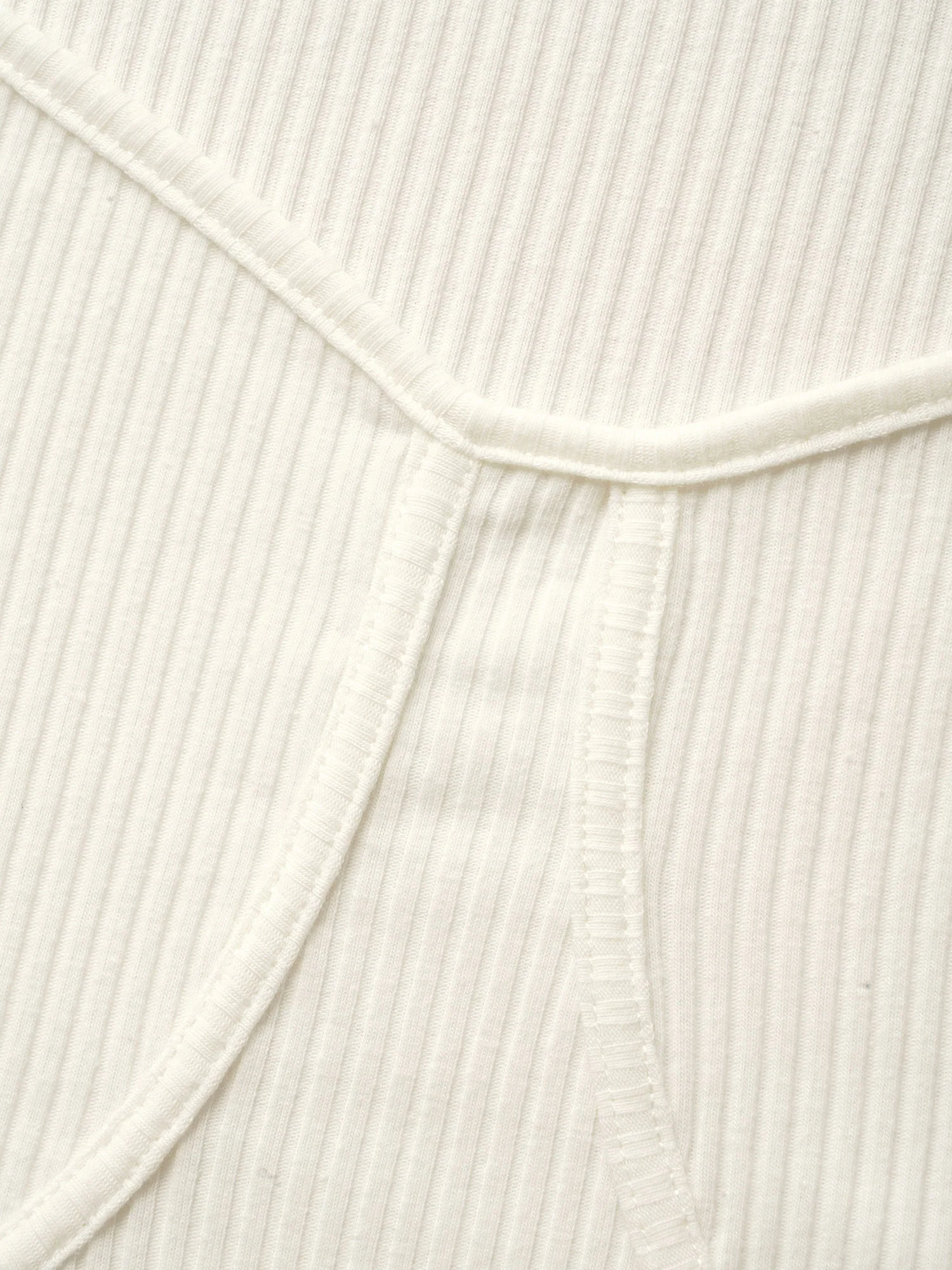 Cotton Asymmetrical Neck  Tucked Seam Knit T-shirt - Image 7