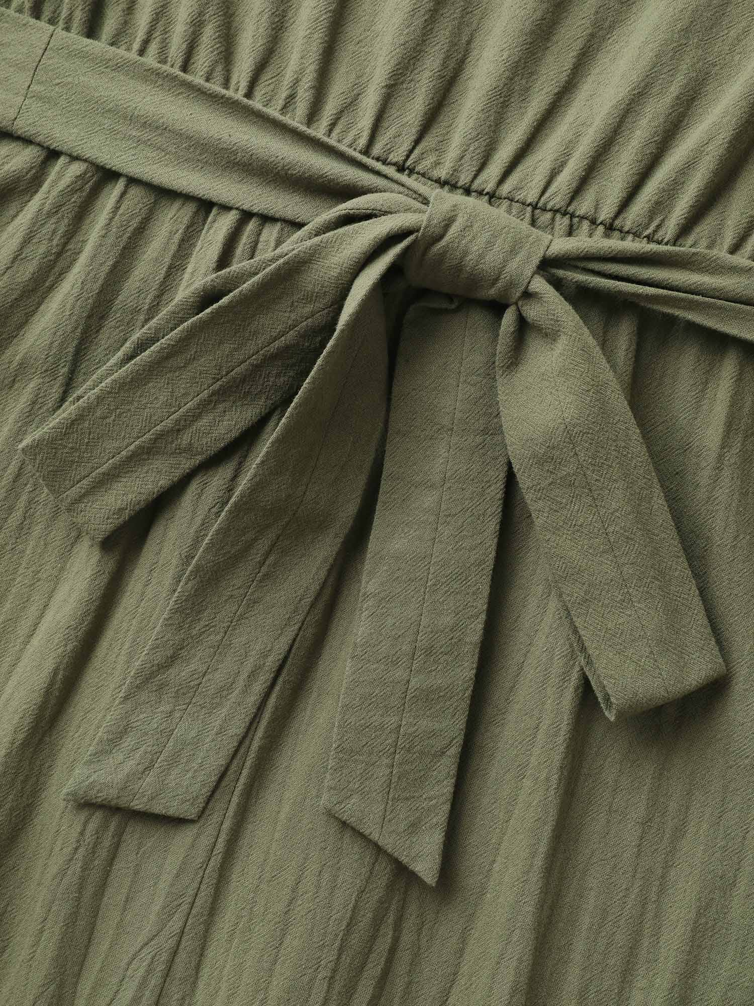 Cotton Back-Tie Overlap Shirt Dress - Image 6