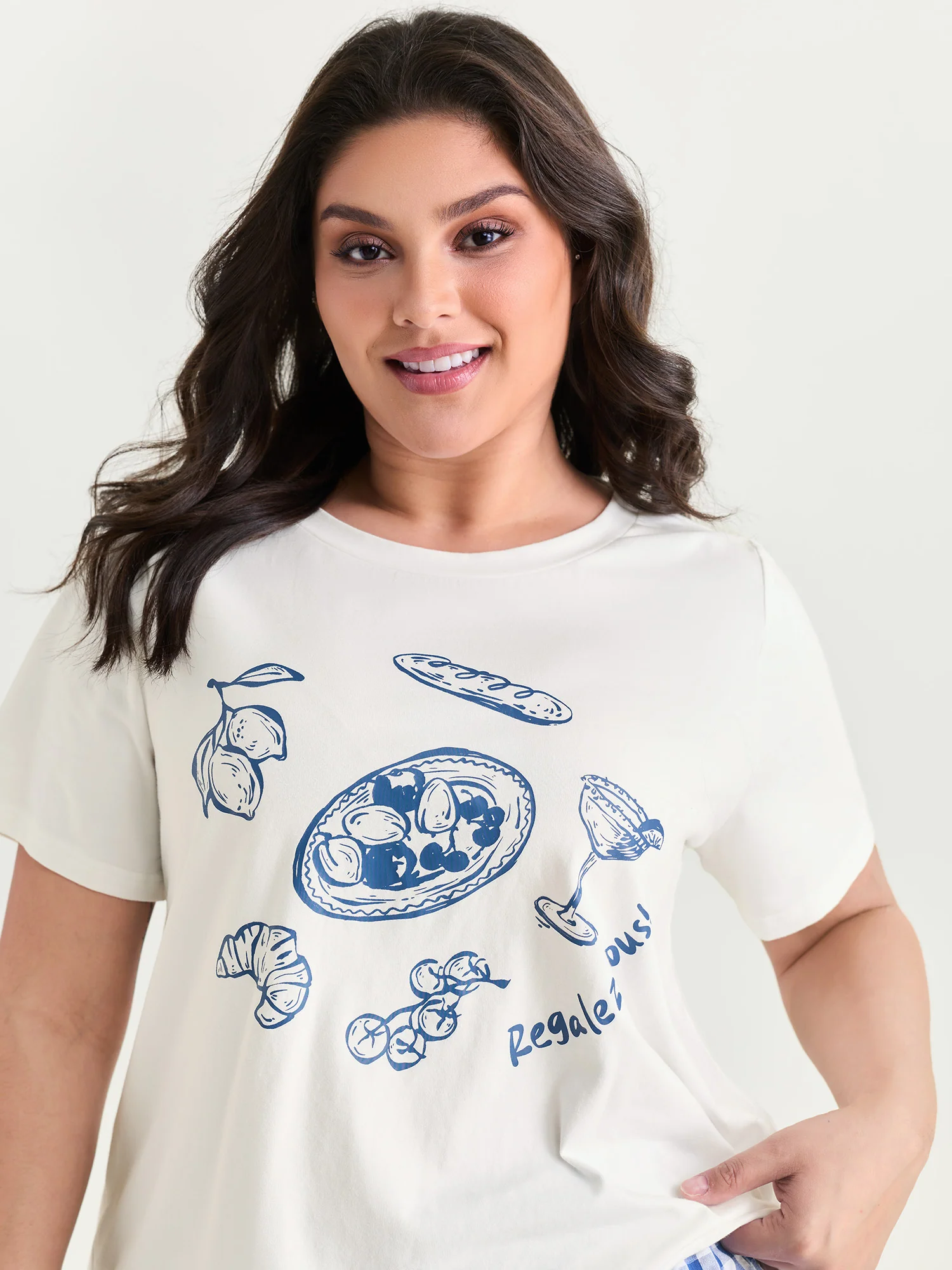 Cotton Bagel Print Color Contrast Lounge Set - Image 2