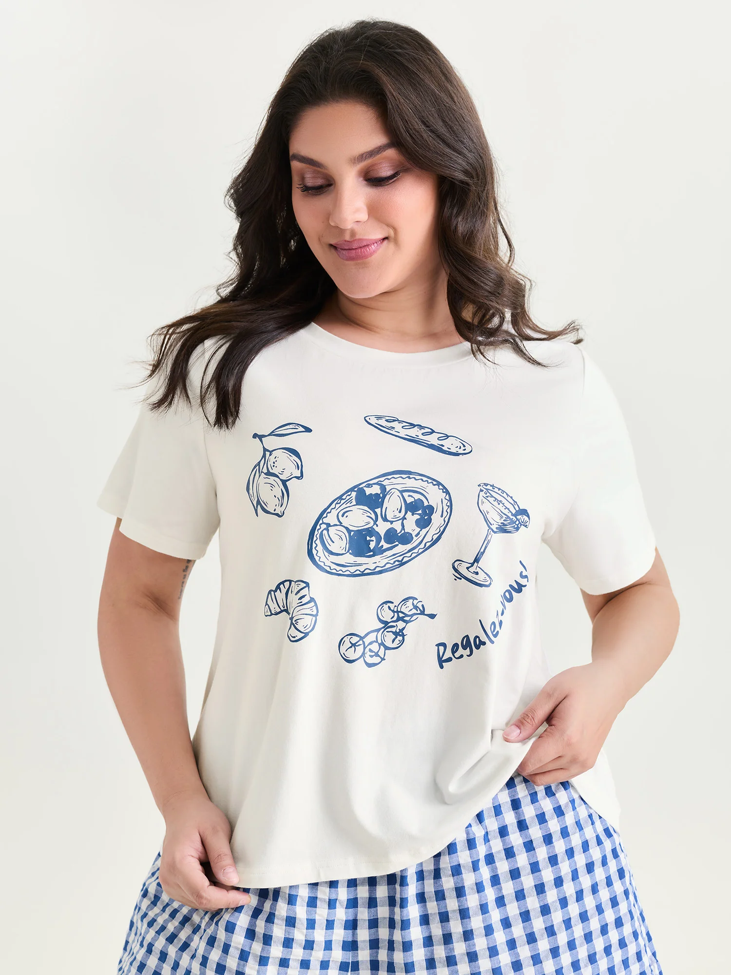 Cotton Bagel Print Color Contrast Lounge Set - Image 3