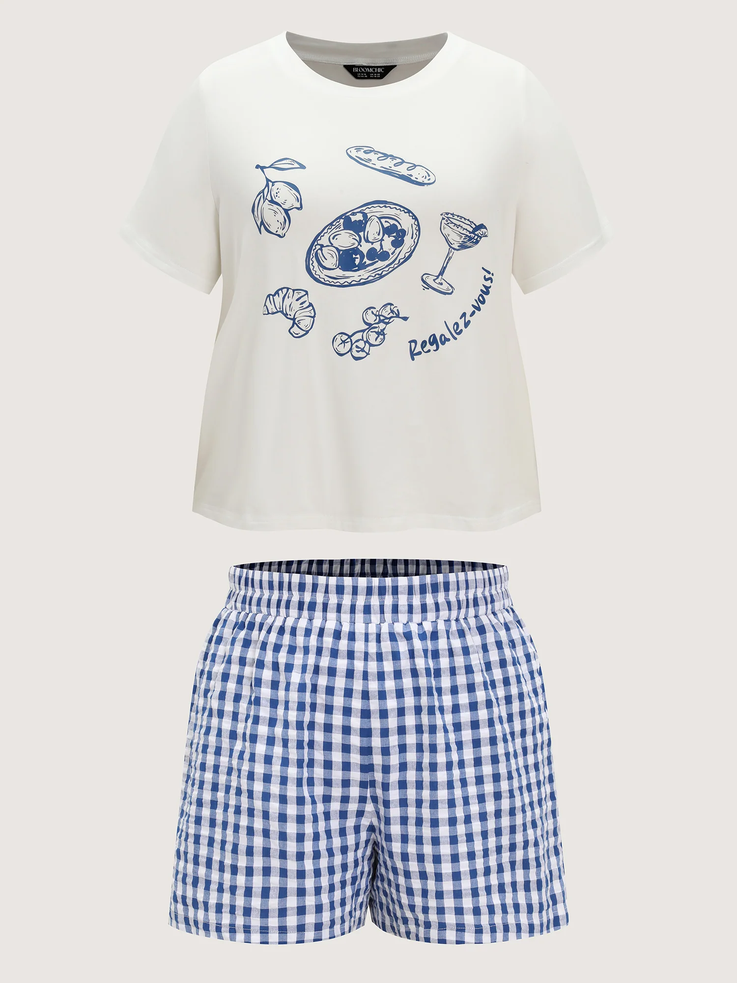 Cotton Bagel Print Color Contrast Lounge Set - Image 8