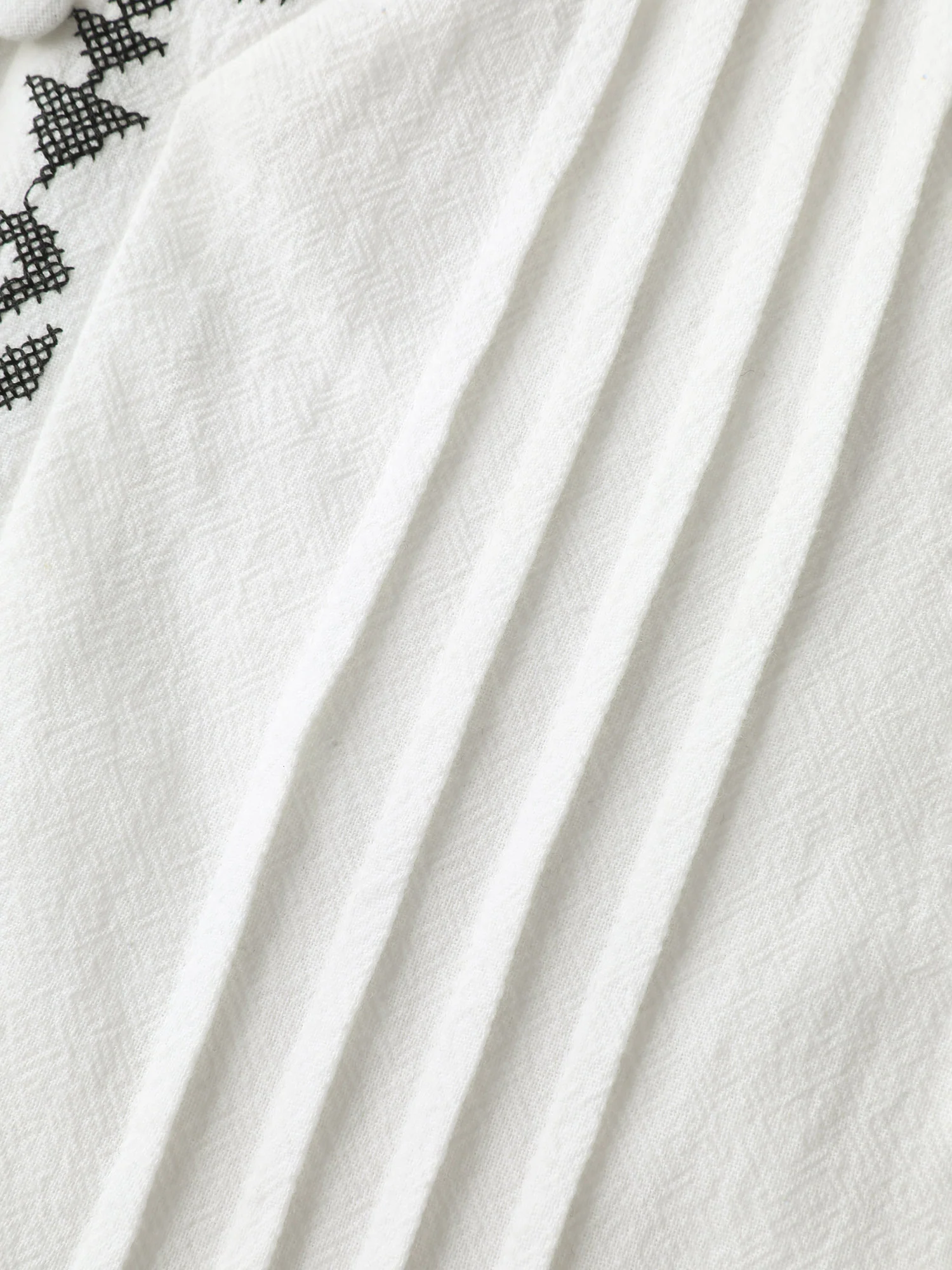 Cotton Boho Embroidery V-Neck Blouse - Image 6