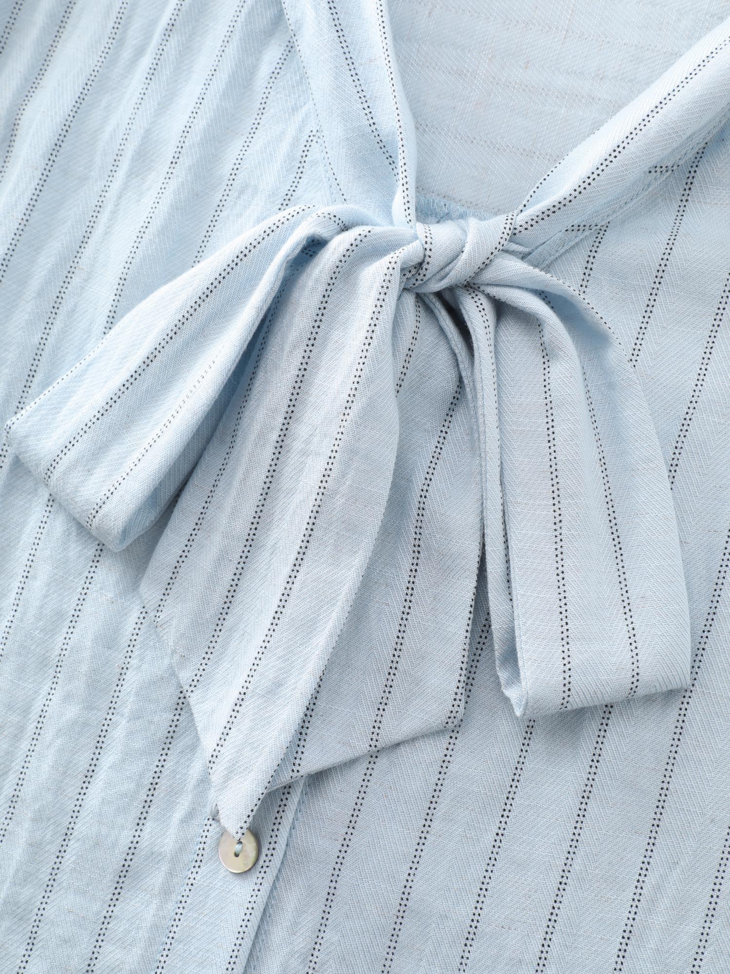 Cotton Bowknot Neckline Button-Down Blouse - Image 6