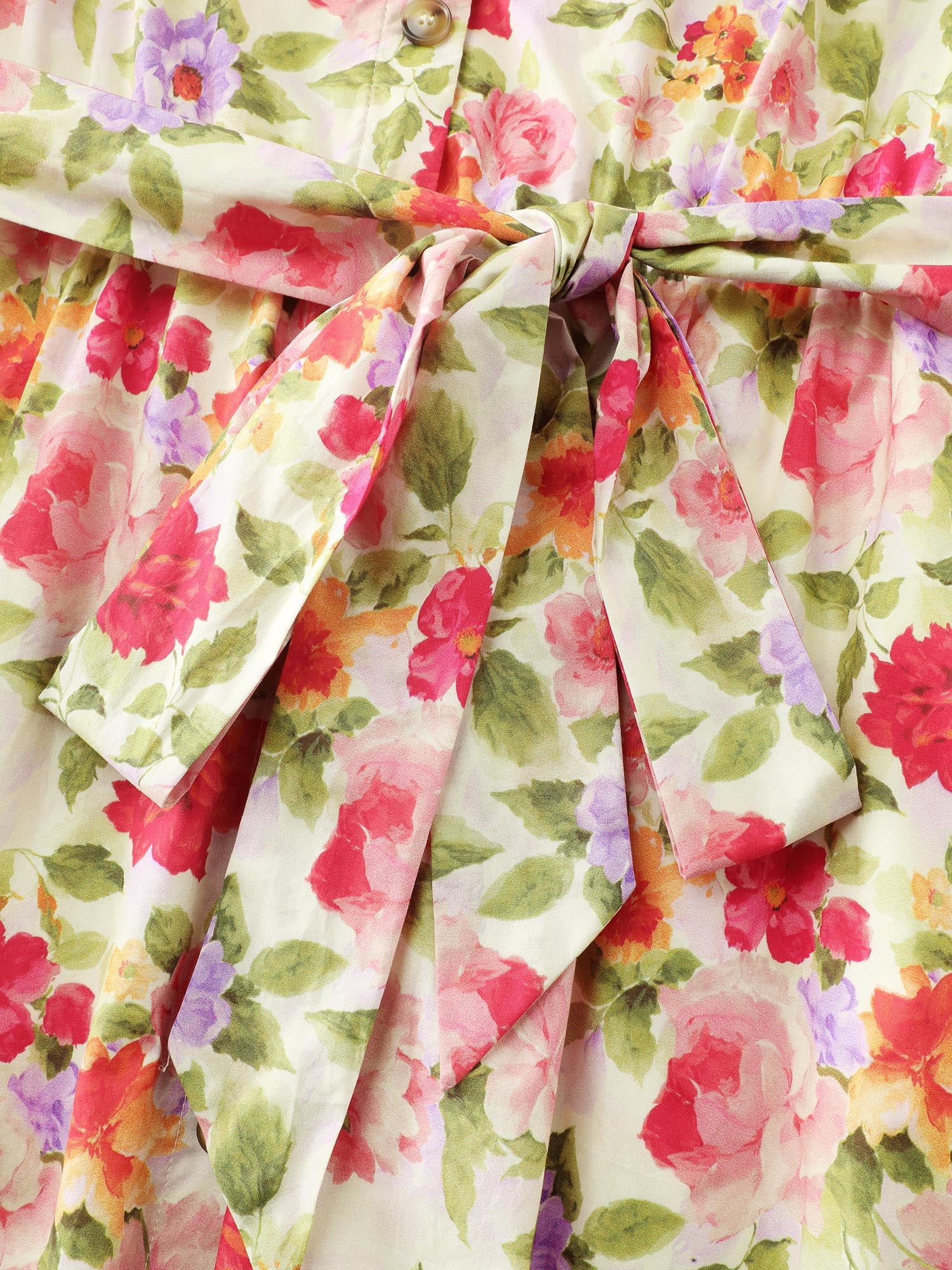 Cotton Bright Floral Belted Midi Dress - Image 6