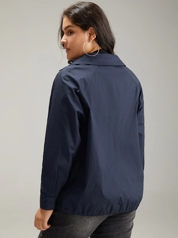 Cotton Button Fly Drawstring Hem Coat - Image 2