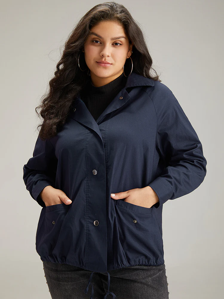 Cotton Button Fly Drawstring Hem Coat - Image 5