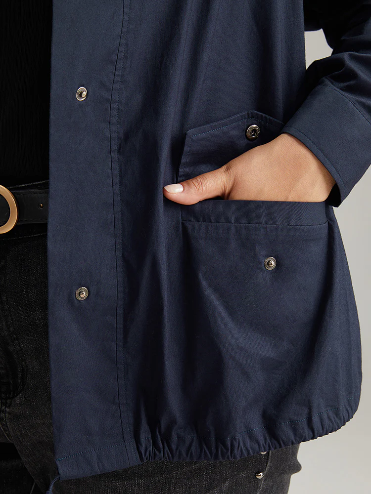 Cotton Button Fly Drawstring Hem Coat - Image 7