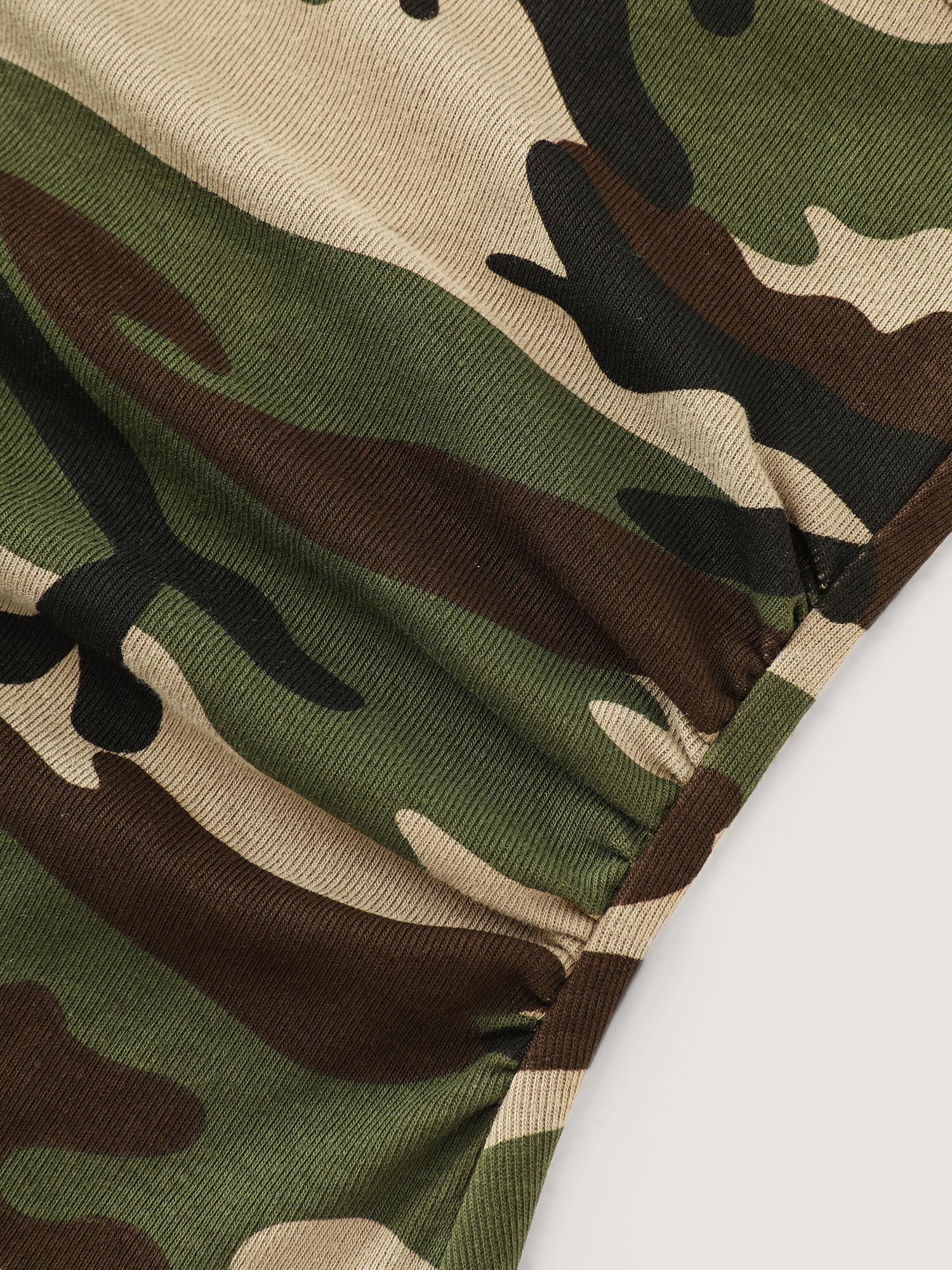 Cotton Camouflage Print Halter Neckline Mini Dress - Image 6